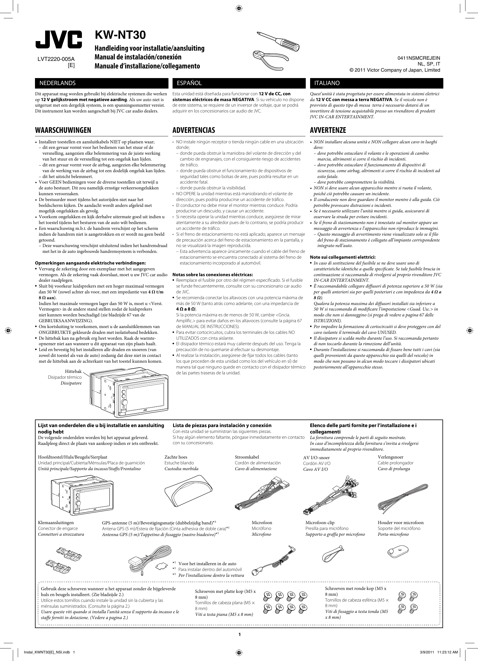 Page 1 of 6 - JVC KW-NT30E KW-NT30[E] User Manual LVT2220-005A