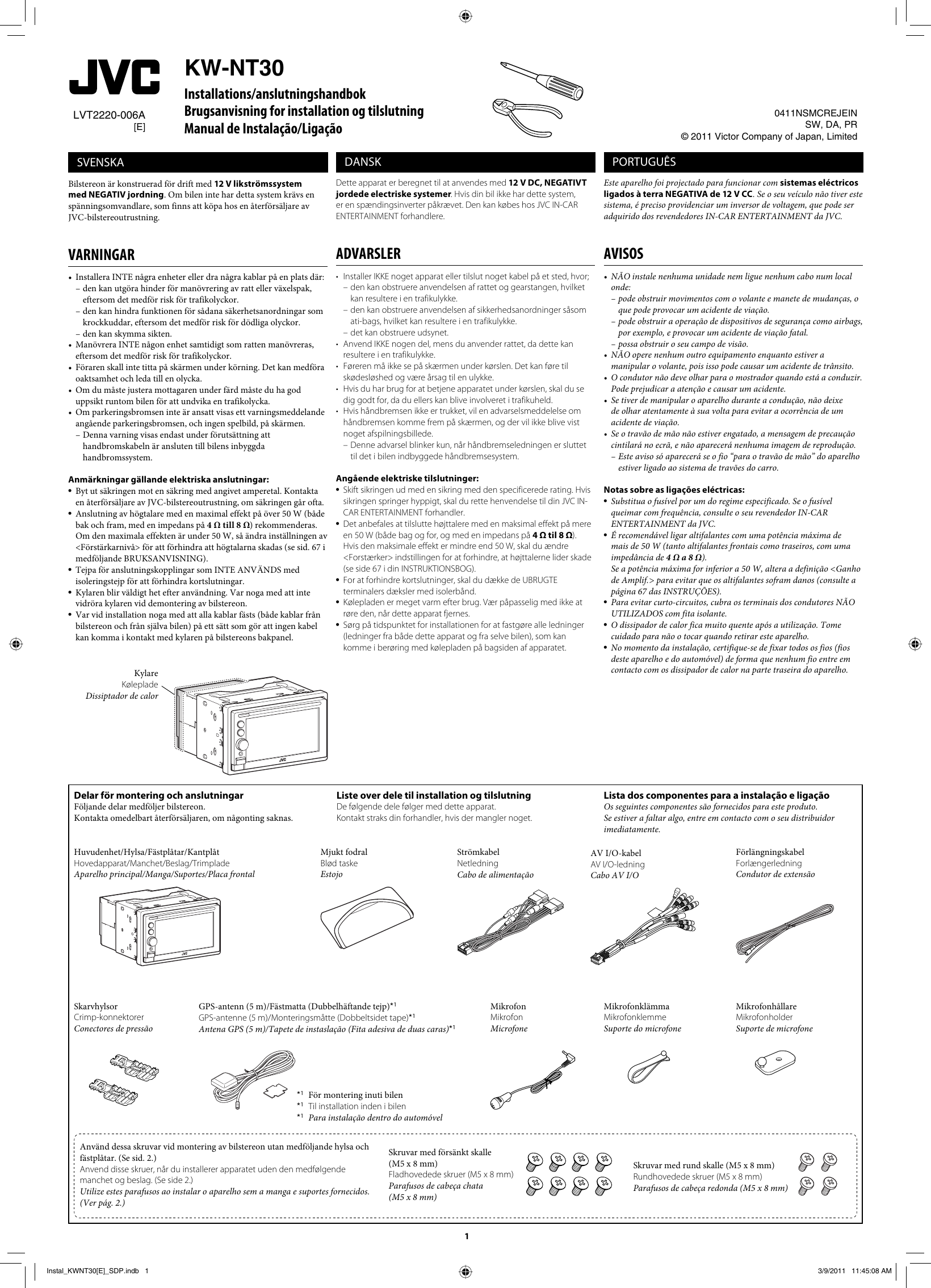 Page 1 of 6 - JVC KW-NT30E KW-NT30[E] User Manual LVT2220-006A