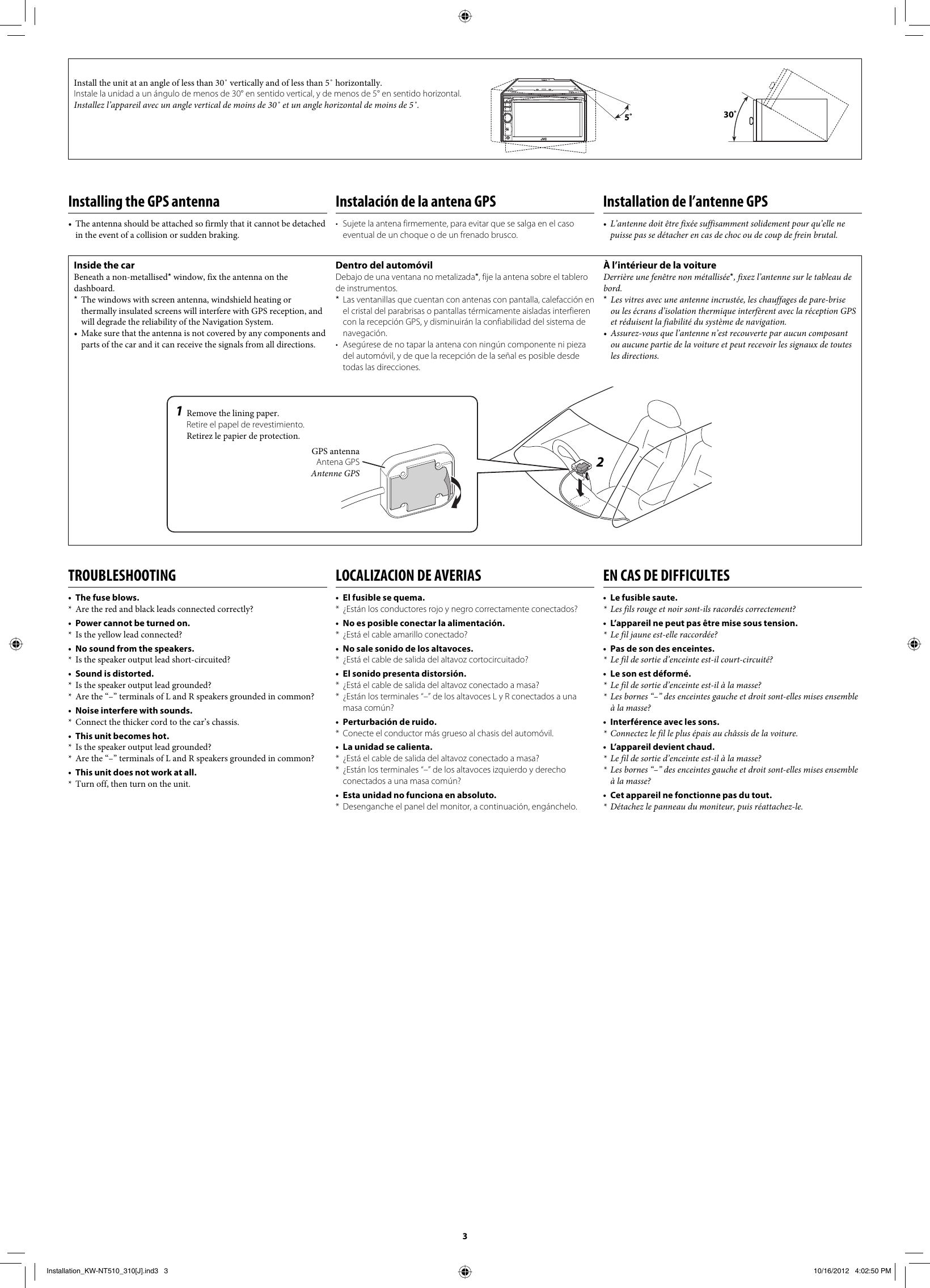 Page 3 of 8 - JVC KW-NT510HDTJ KW-NT510HDT/KW-NT310 User Manual LVT2408-002A