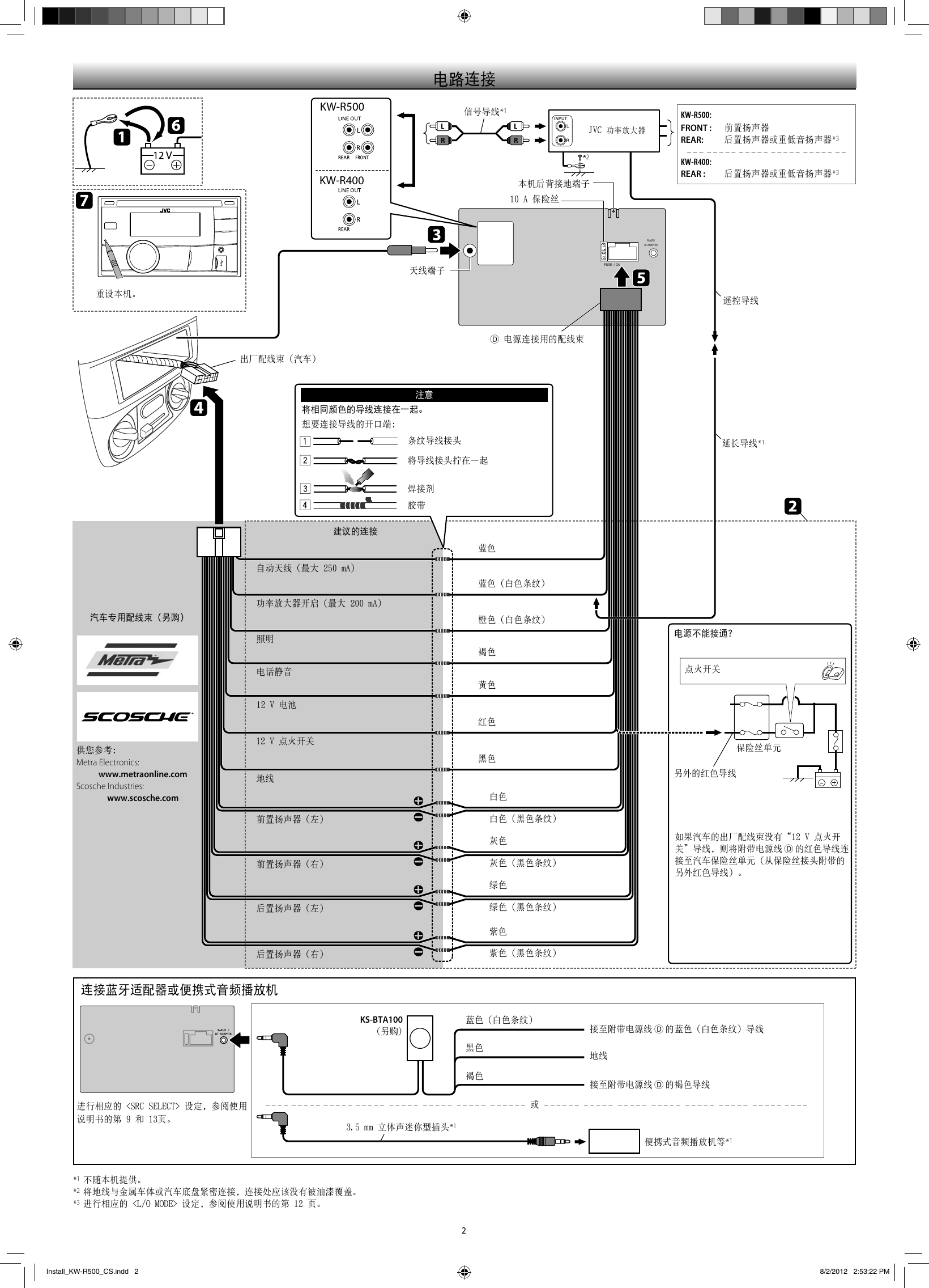 Page 2 of 2 - JVC KW-R500 KW-R500/KW-R400 User Manual INSTALLATION  GET0788-010A