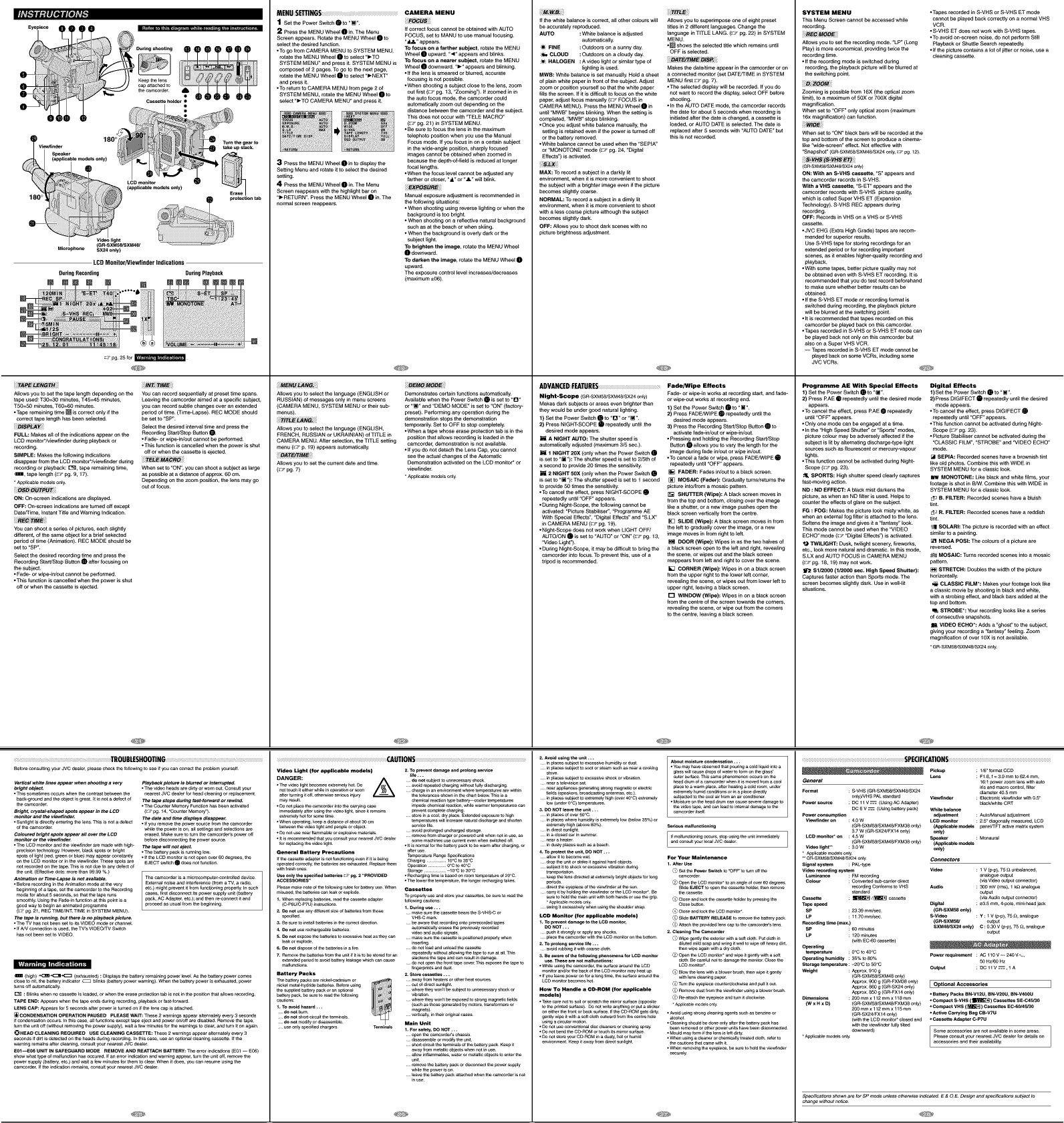 Page 2 of 2 - JVC Compact VHS C Camcorder Manual L0205217