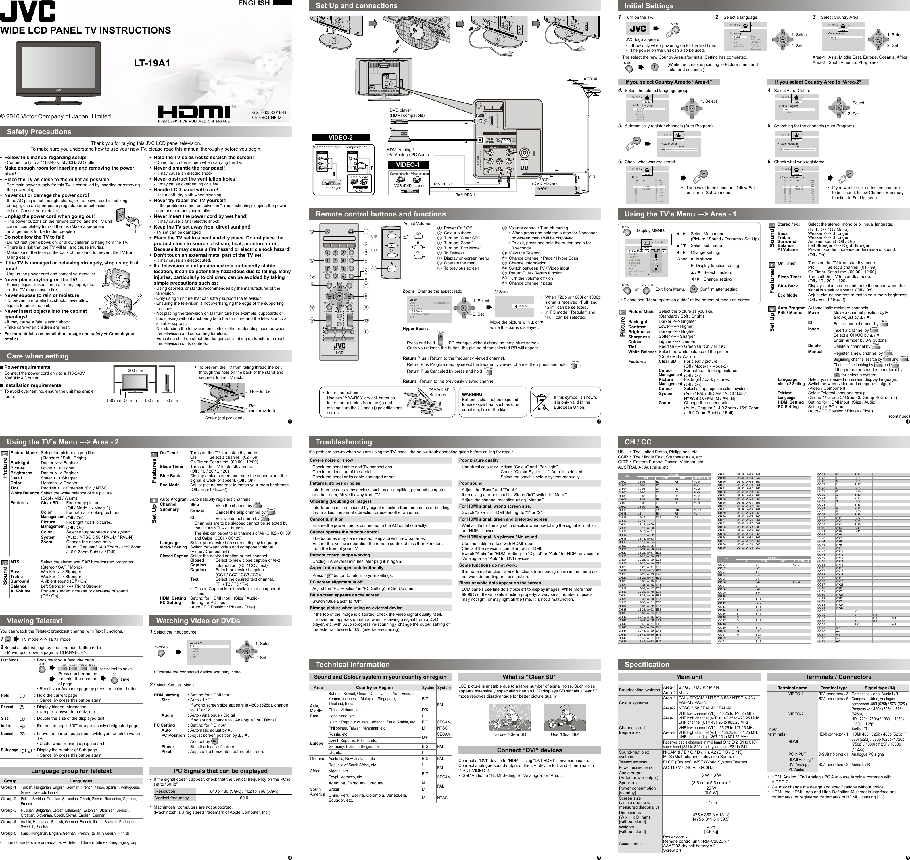 Page 1 of 1 - JVC LT-19A1 User Manual GGT0335-001B-H EN