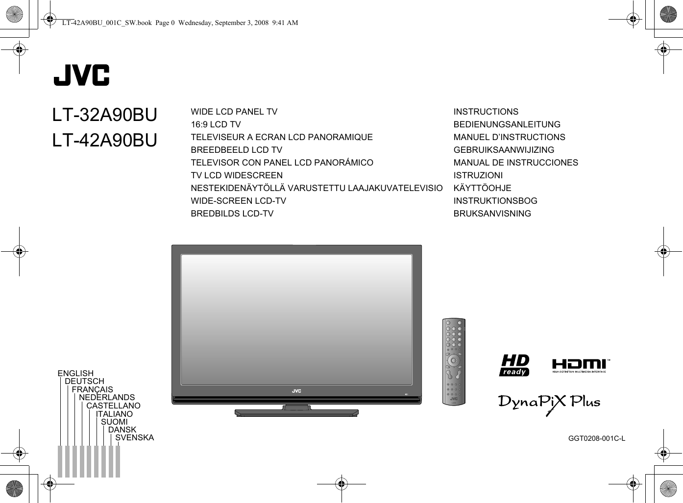 JVC LT 32A90BU / 42A90BU User Manual 32A90BU, GGT0208 001C L SW