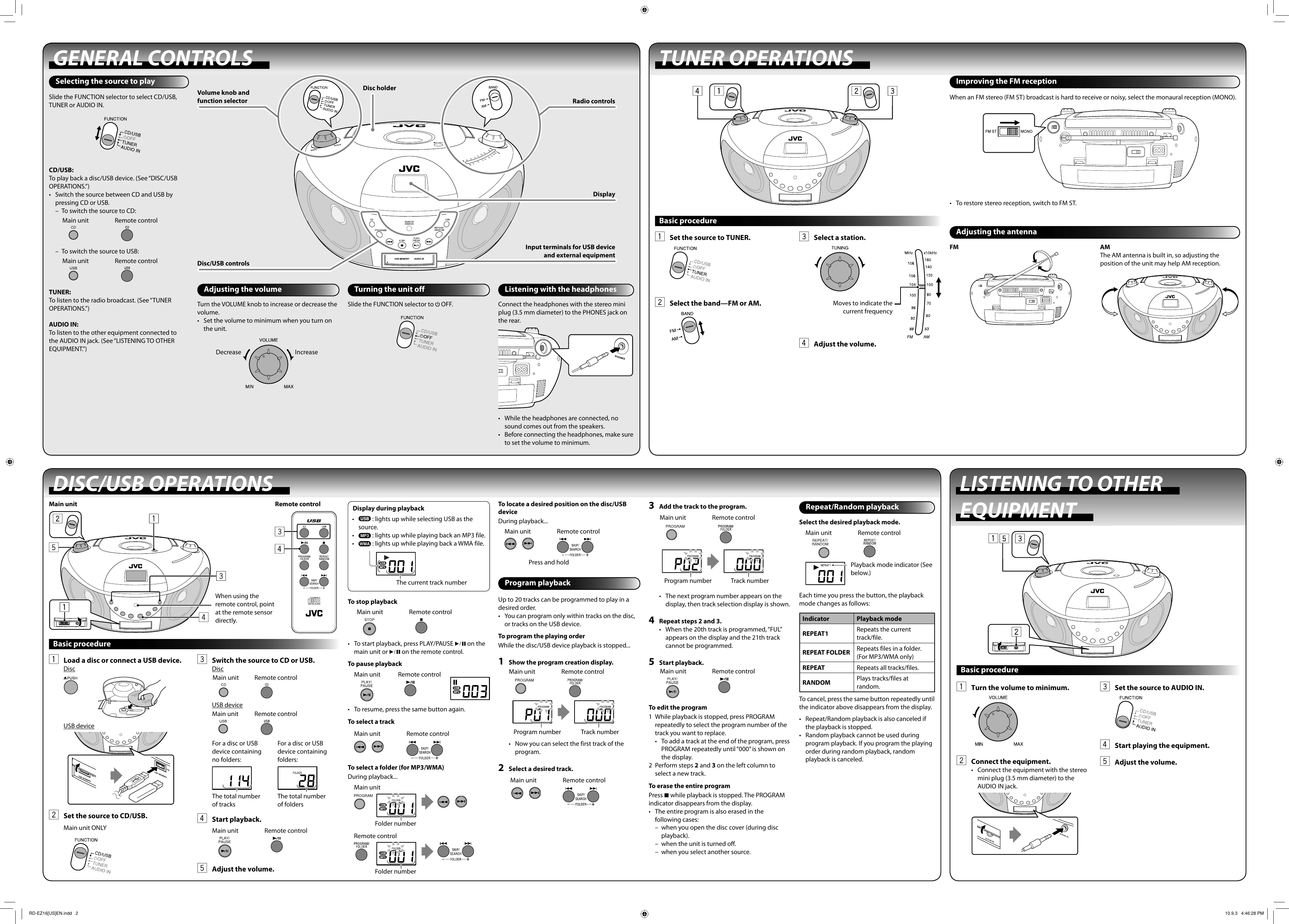 Page 2 of 2 - JVC RD-EZ16US RD-EZ16 User Manual LVT1979-015A