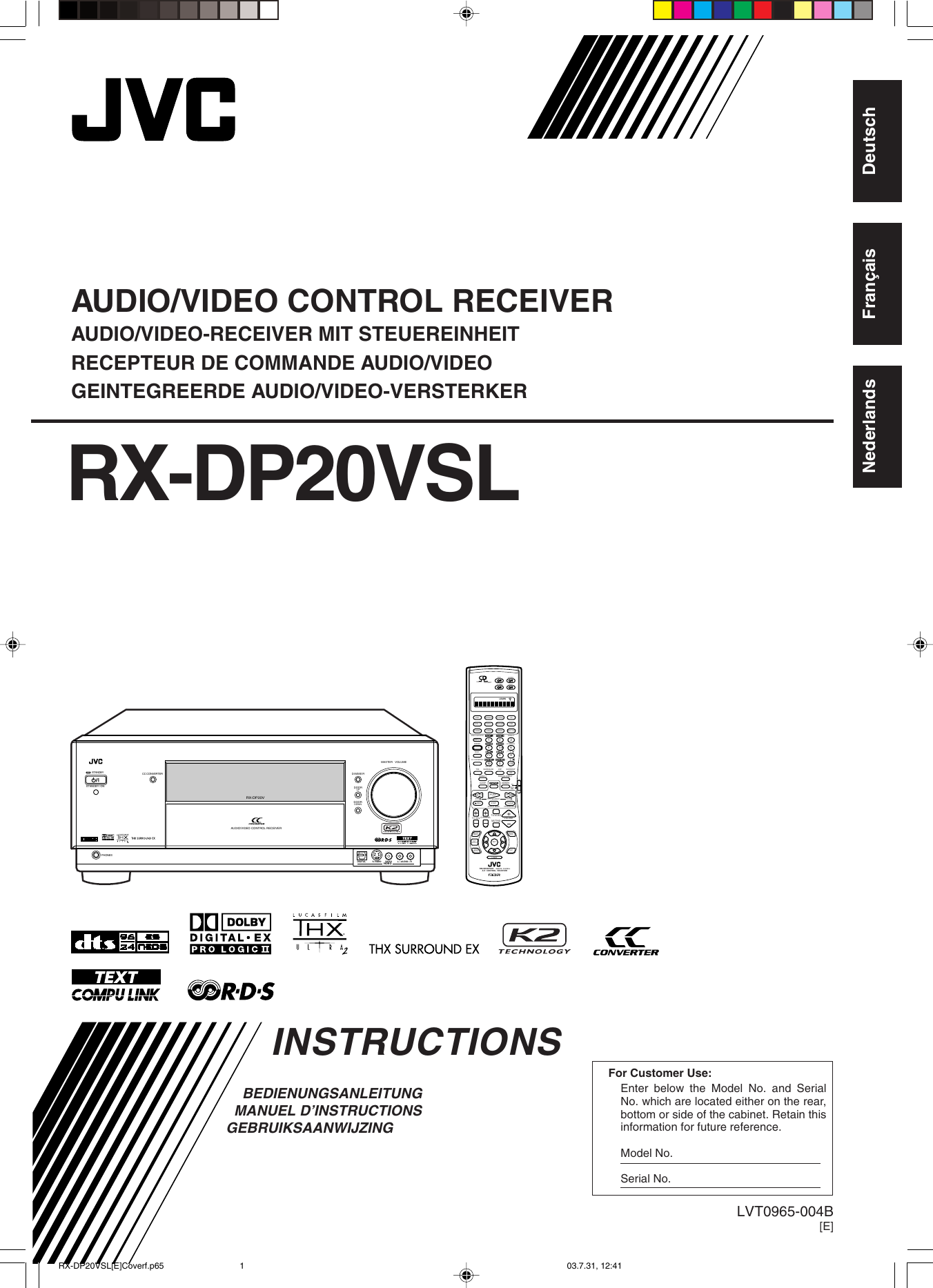 JVC RX DP20VSL DP20VSL[E] User LVT0965 004B