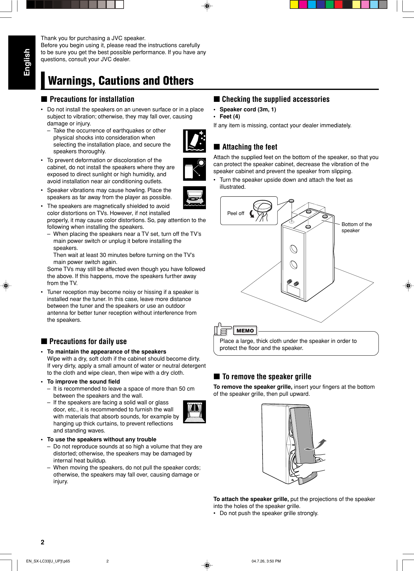 Page 2 of 8 - JVC SX-LC33 User Manual LVT1264-001A