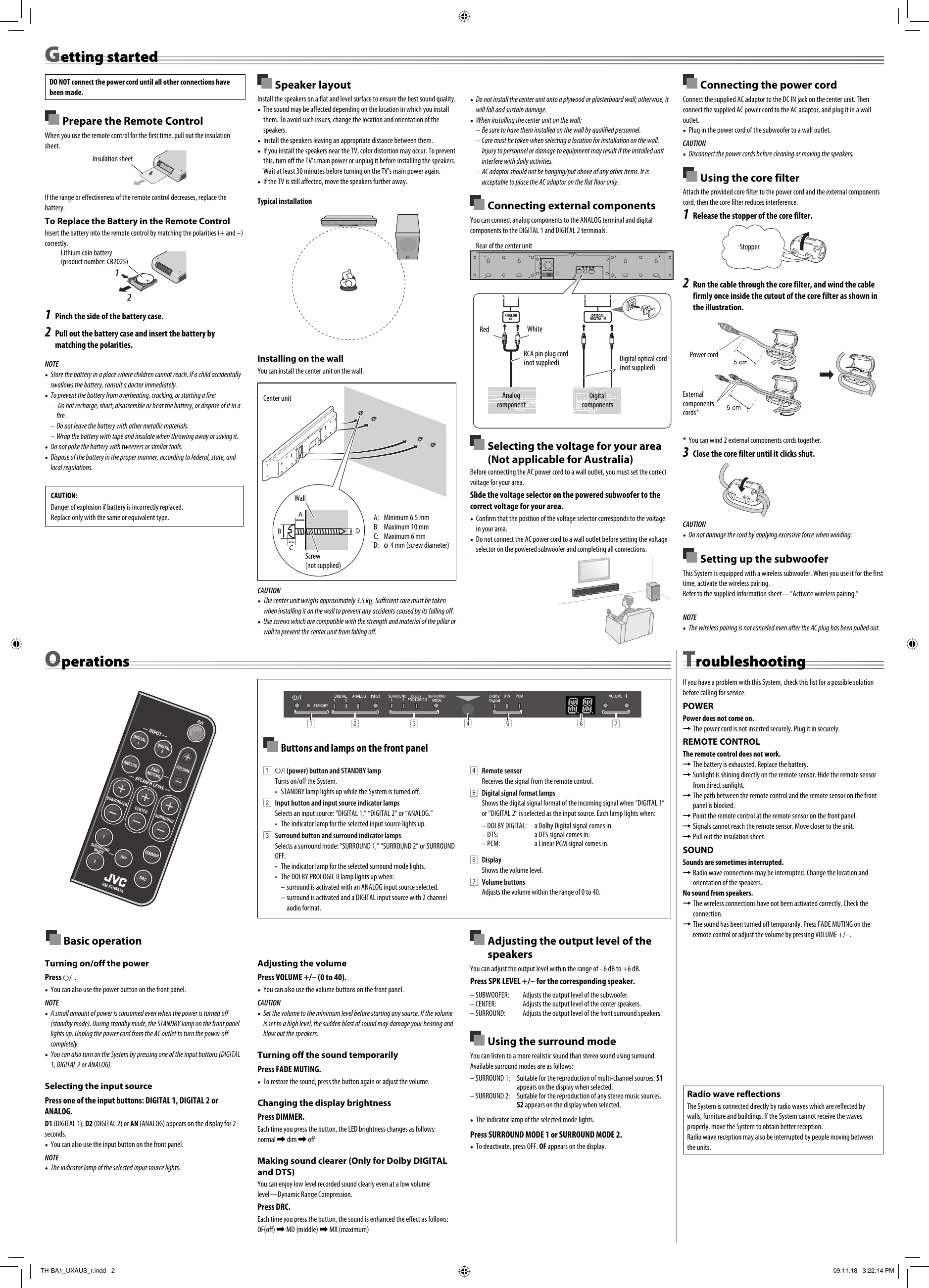 Page 2 of 2 - JVC TH-BA1A TH-BA1[UX/A/US/UN] User Manual TH-BA1A, TH-BA1UN, TH-BA1US, TH-BA1UX GVT0289-015C