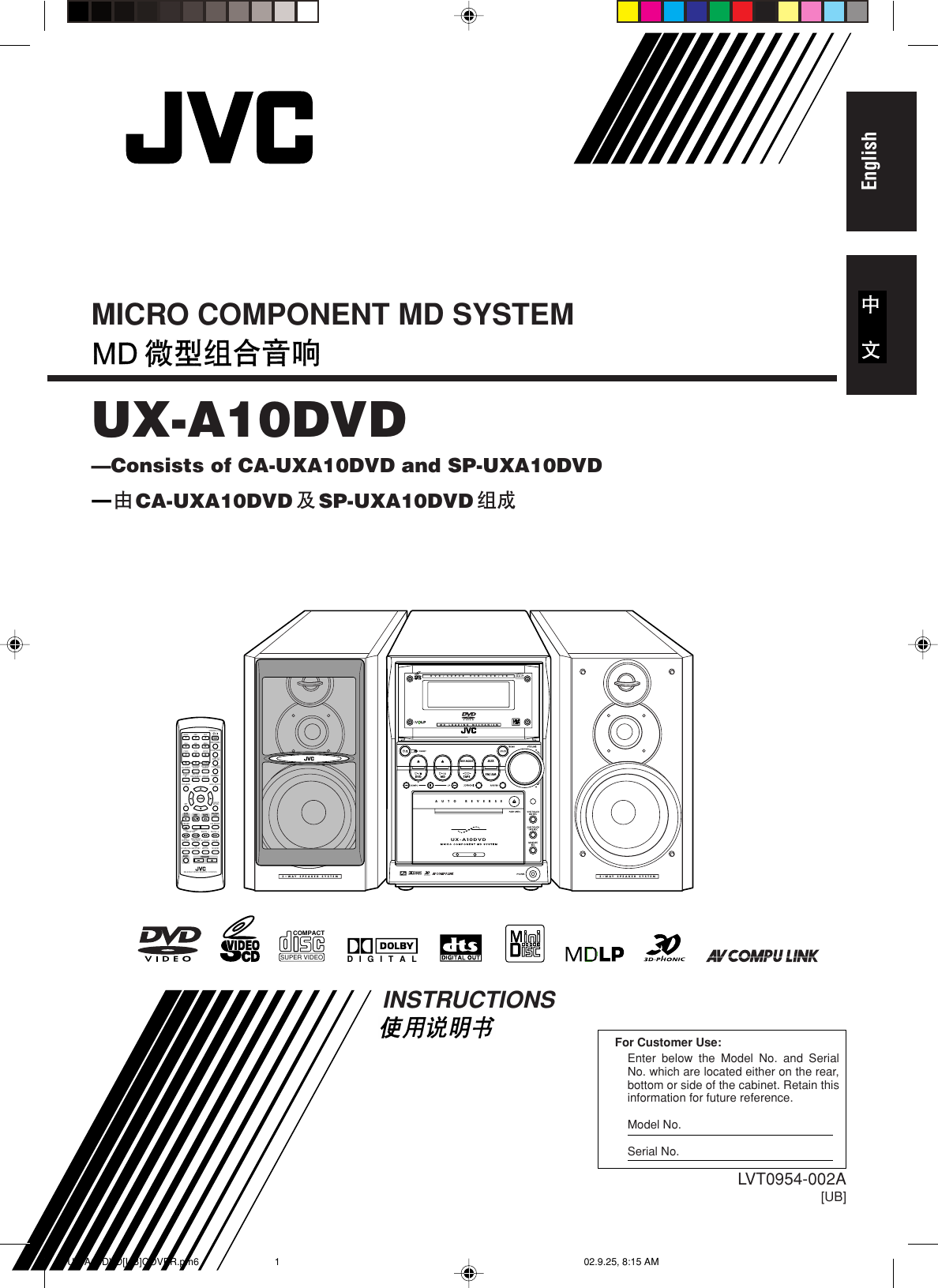 Jvc Ux A10dvd A10dvd Ub User Manual Lvt0954 002a