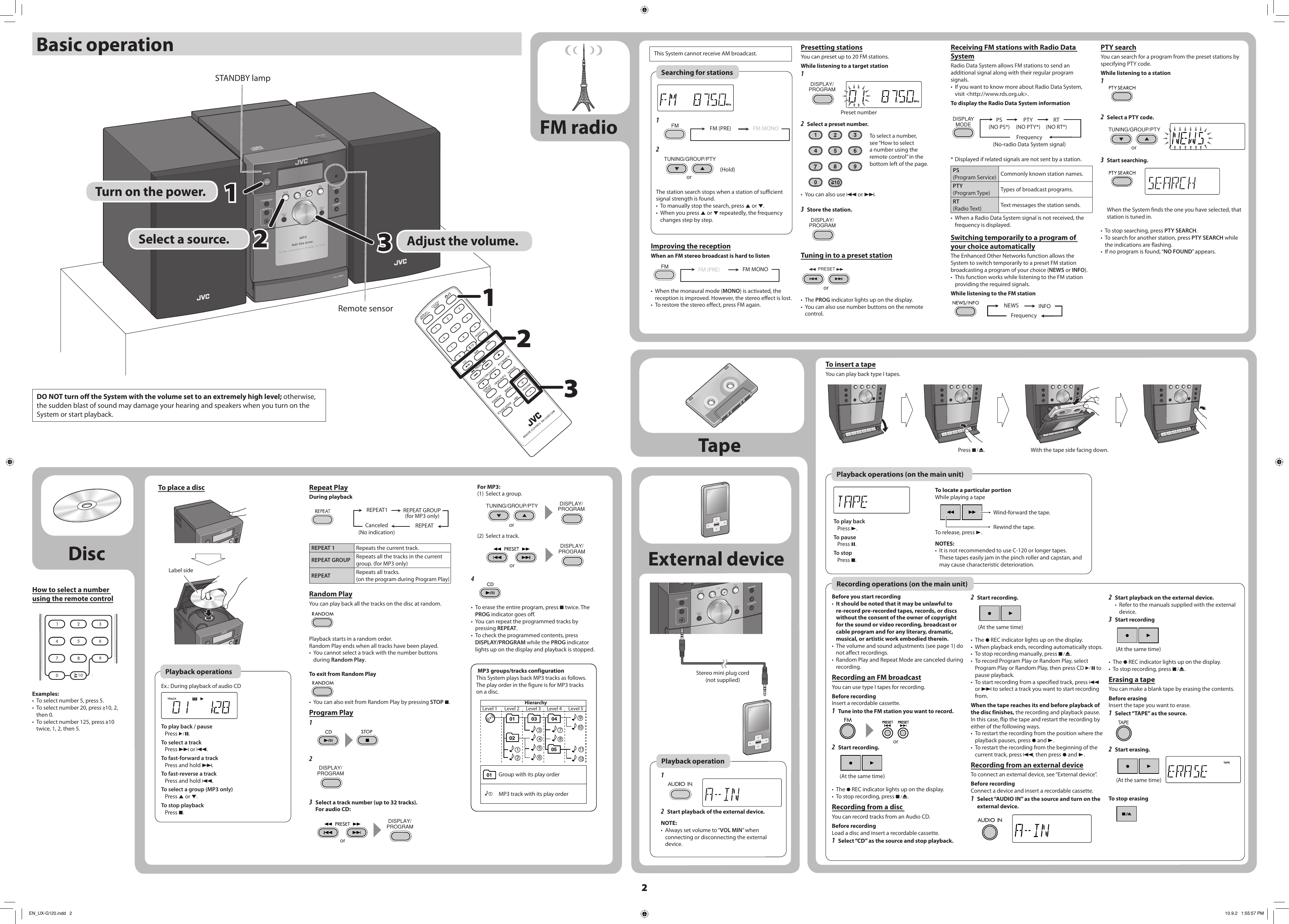 Page 2 of 2 - JVC UX-G120B UX-G120 [B] User Manual LVT2198-012A