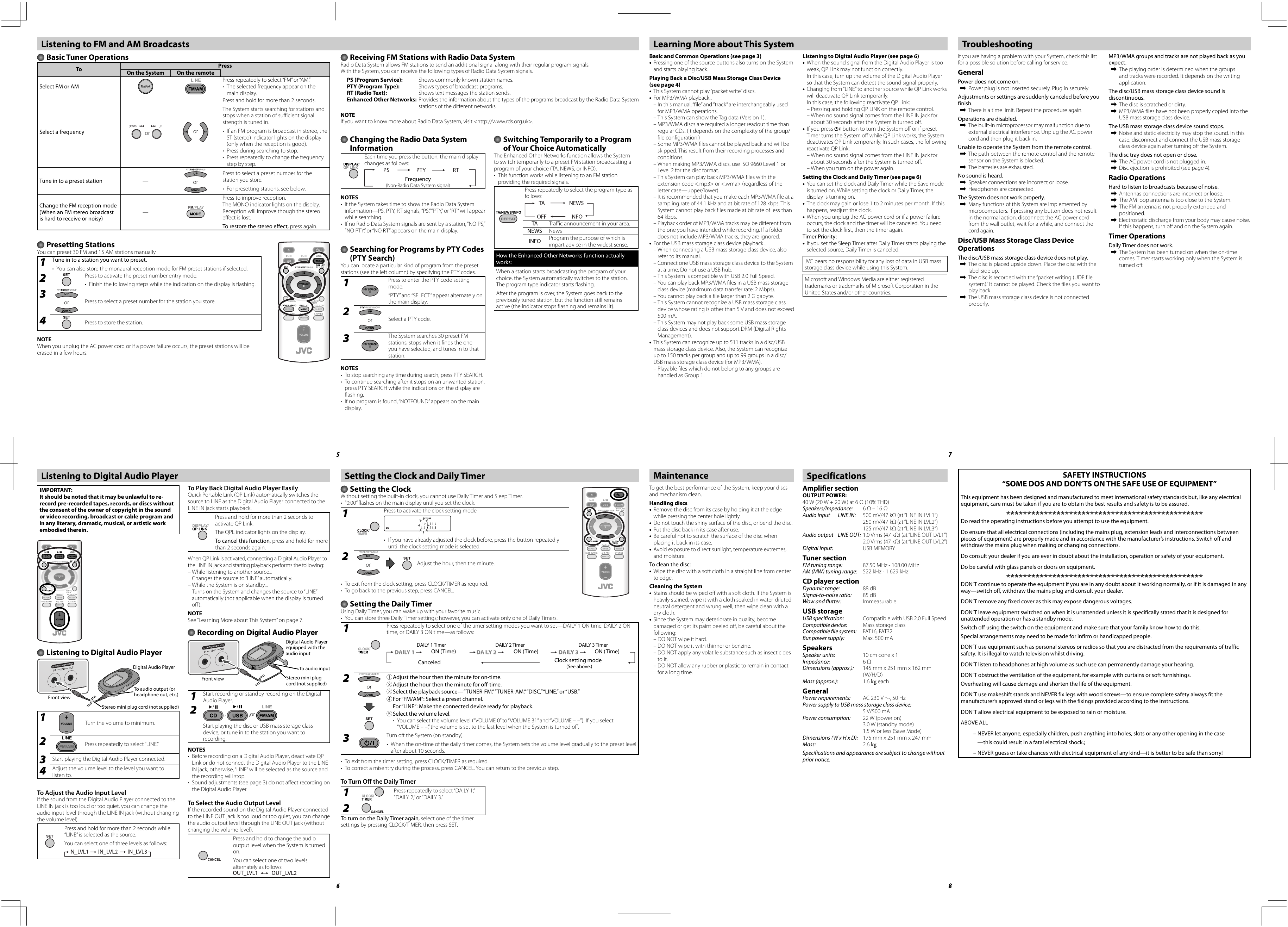 JVC UX G37B G37/UX G38 User Manual GNT0080 001A