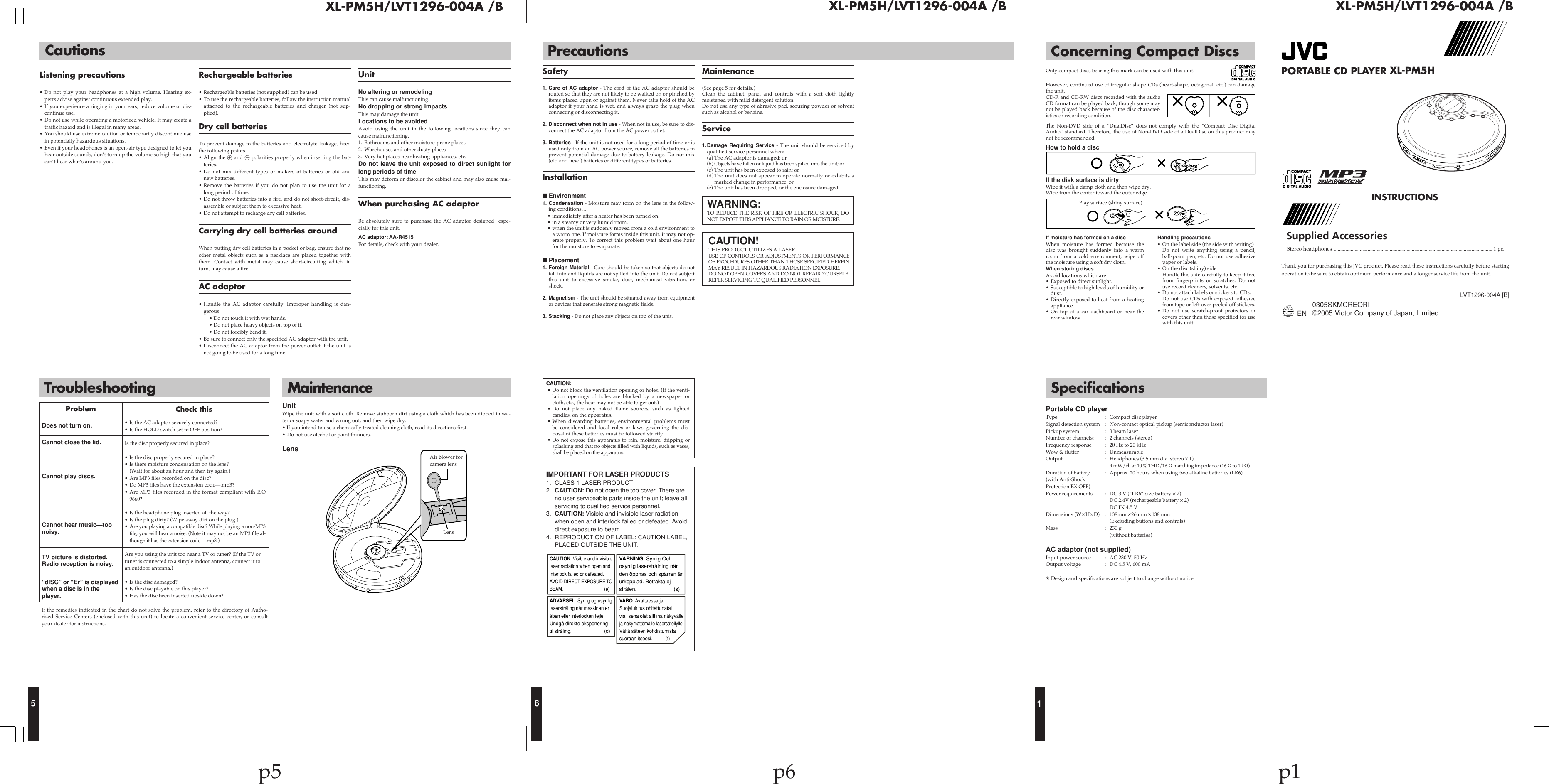 Page 2 of 2 - JVC XL-PM5HB XL-PM5H_B User Manual LVT1296-004A
