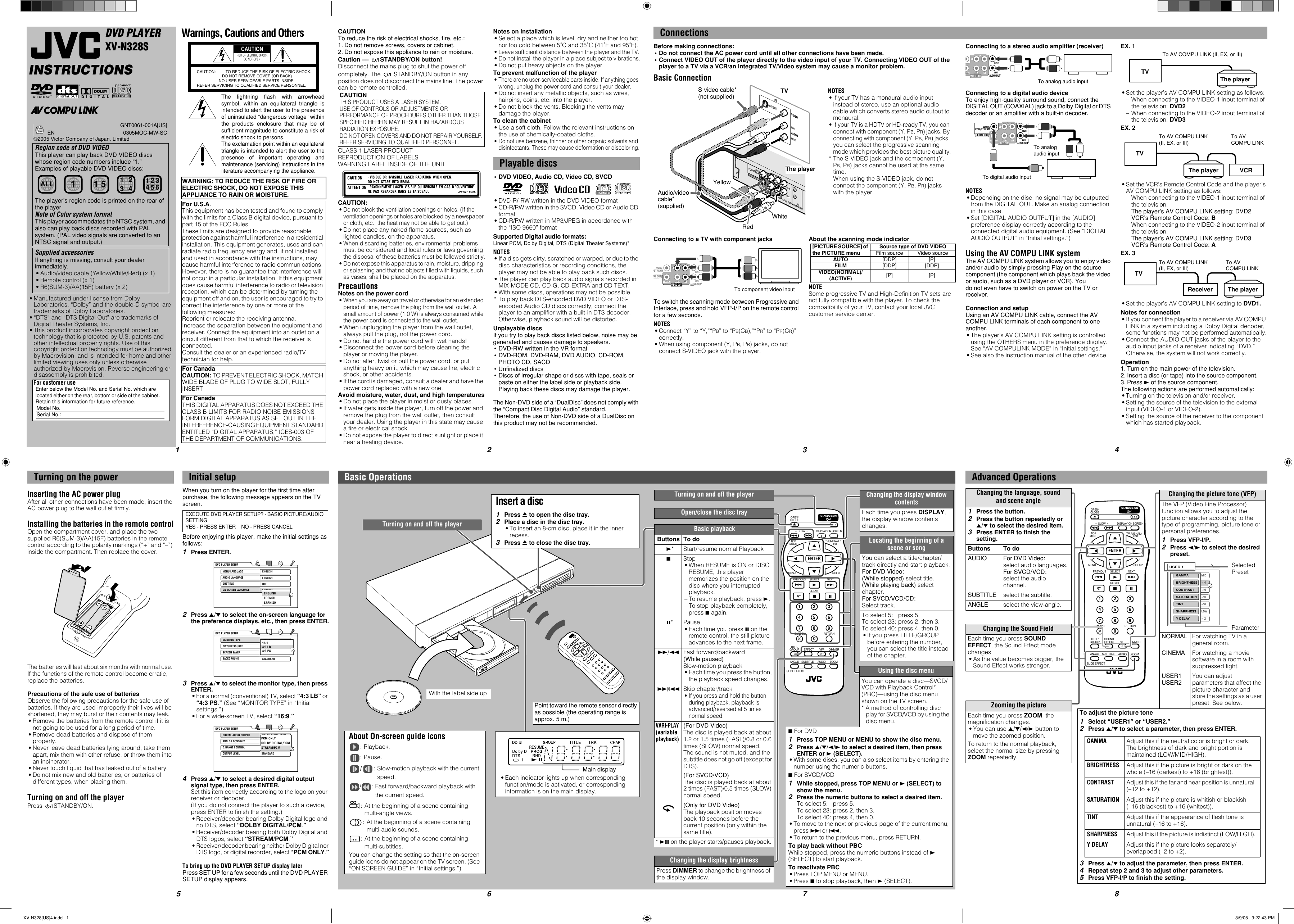 Page 1 of 2 - JVC XV-N328S XV-N328[US]4 User Manual GNT0061-001A