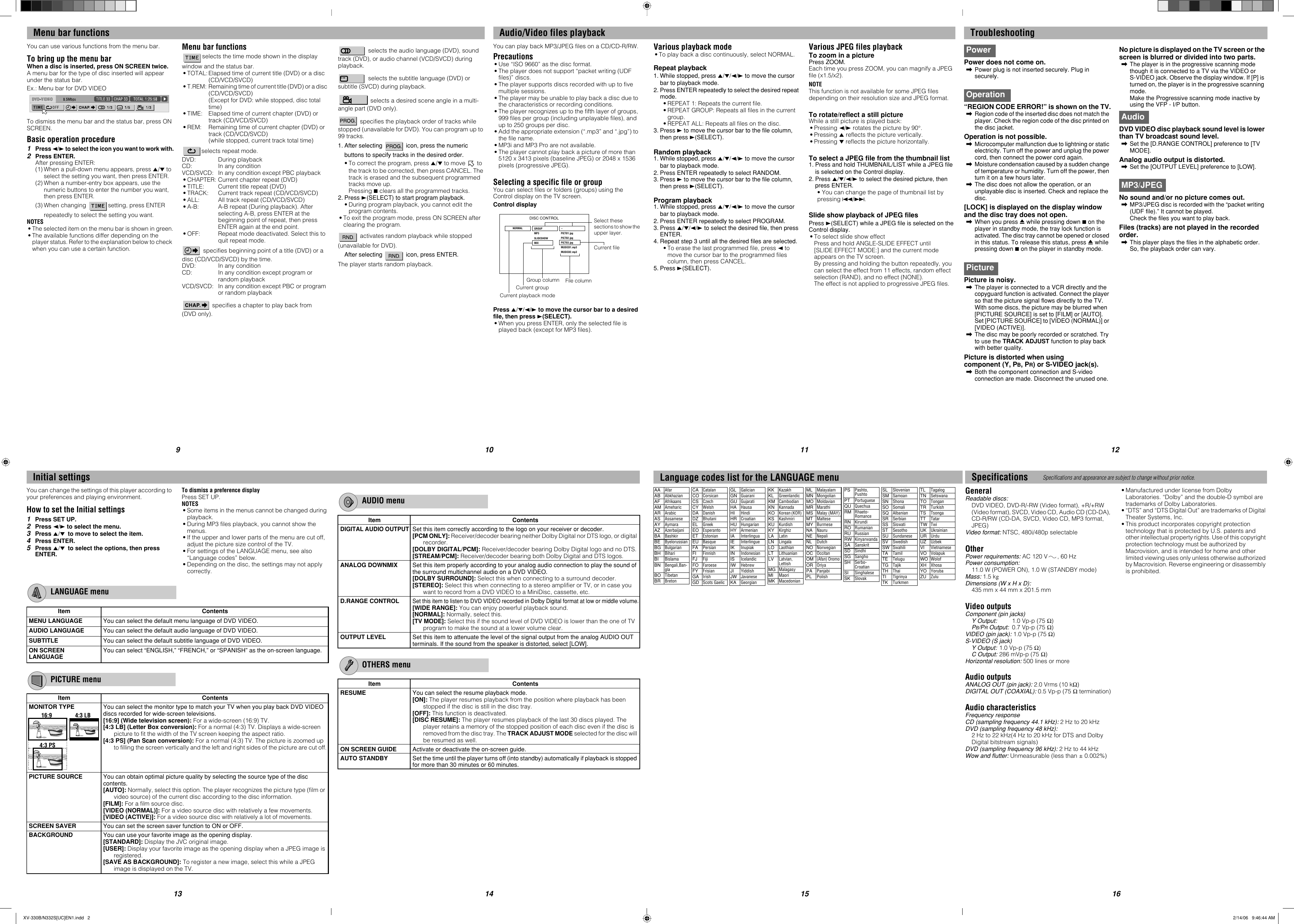 Page 2 of 2 - JVC XV-N330B XV-N330B/XV-N332S User Manual XV-N330B, XV-N332S GNT0068-002B