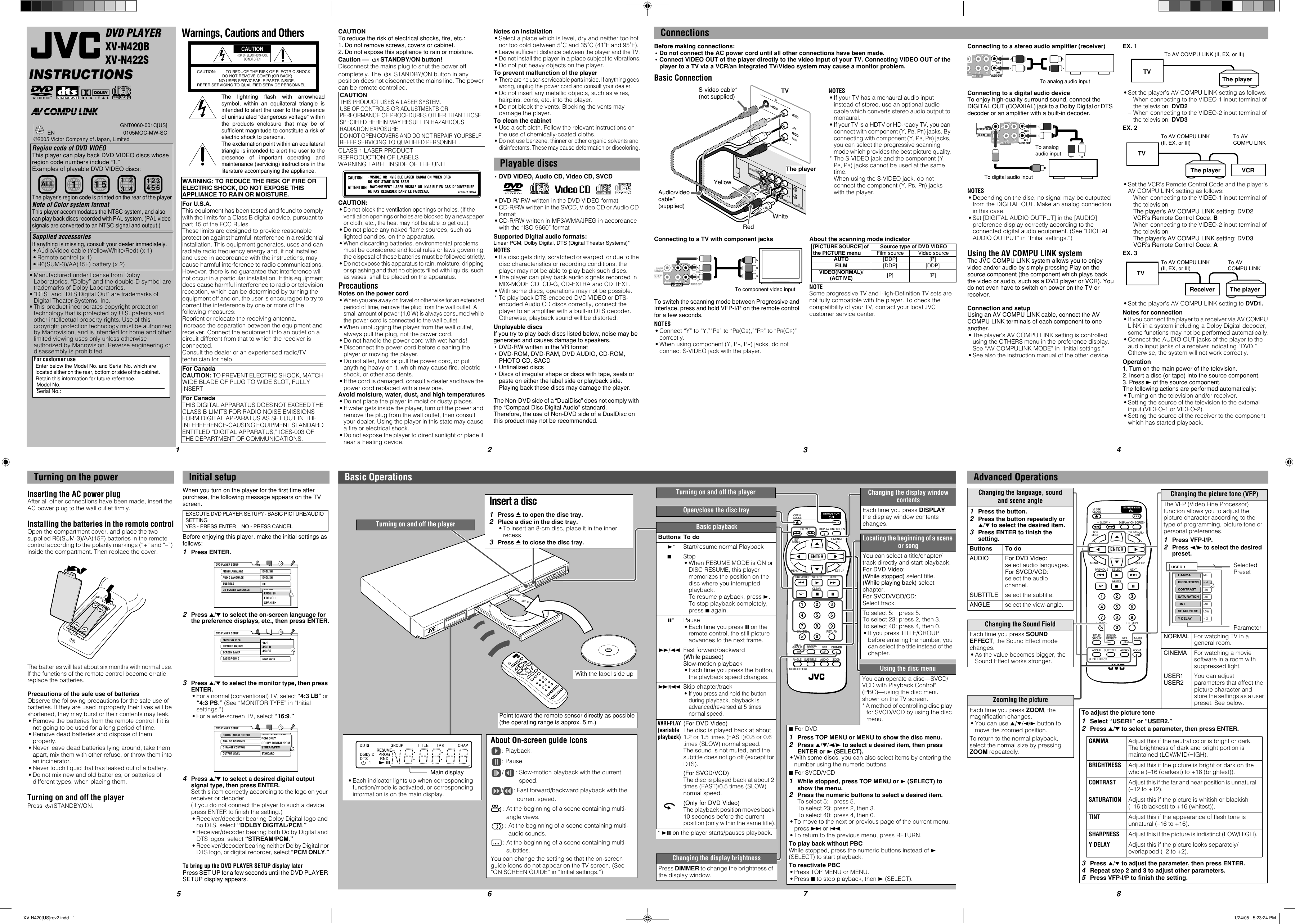 Page 1 of 2 - JVC XV-N420B XV-N420[US]rev2 User Manual XV-N420B, XV-N422S GNT0060-001C