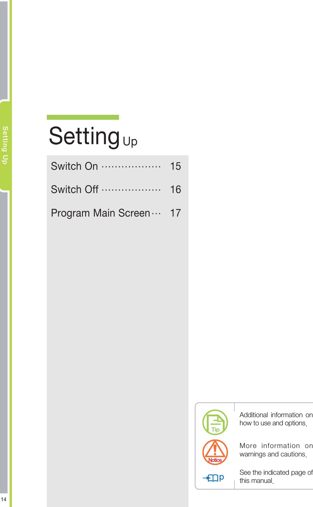 4FUUJOH6Q4XJUDI0Oⲷⲷⲷⲷⲷⲷ 4XJUDI0GGⲷⲷⲷⲷⲷⲷ 1SPHSBN.BJO4DSFFOⲷ "EEJUJPOBM JOGPSNBUJPO POIPXUPVTFBOEPQUJPOT.PSF JOGPSNBUJPO POXBSOJOHTBOEDBVUJPOT4FFUIFJOEJDBUFEQBHFPGUIJTNBOVBM5JQ/PUJDF4FUUJOH6Q