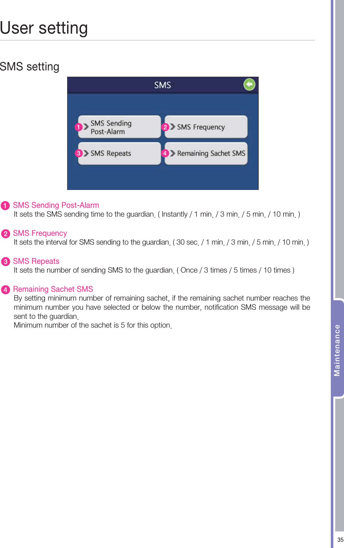 .BJOUFOBODF6TFSTFUUJOH4.4TFUUJOH4.44FOEJOH1PTU"MBSN*UTFUTUIF4.4TFOEJOHUJNFUPUIFHVBSEJBO*OTUBOUMZNJONJONJONJO4.4'SFRVFODZ*UTFUTUIFJOUFSWBMGPS4.4TFOEJOHUPUIFHVBSEJBOTFDNJONJONJONJO4.43FQFBUT*UTFUTUIFOVNCFSPGTFOEJOH4.4UPUIFHVBSEJBO0ODFUJNFTUJNFTUJNFT3FNBJOJOH4BDIFU4.4#ZTFUUJOHNJOJNVNOVNCFSPGSFNBJOJOHTBDIFUJGUIFSFNBJOJOHTBDIFUOVNCFSSFBDIFTUIFNJOJNVNOVNCFSZPVIBWFTFMFDUFEPSCFMPXUIFOVNCFSOPUJGJDBUJPO4.4NFTTBHFXJMMCFTFOUUPUIFHVBSEJBO.JOJNVNOVNCFSPGUIFTBDIFUJTGPSUIJTPQUJPO