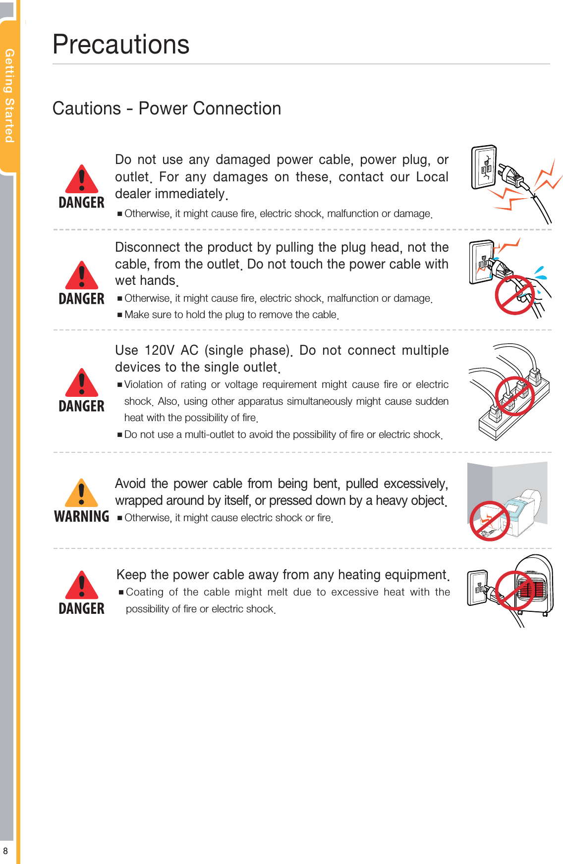 (FUUJOH4UBSUFE1SFDBVUJPOT$BVUJPOT1PXFS$POOFDUJPO%P OPU VTF BOZ EBNBHFE QPXFS DBCMF QPXFS QMVH PSPVUMFU 'PS BOZ EBNBHFT PO UIFTF DPOUBDU PVS -PDBMEFBMFSJNNFEJBUFMZⶮ0UIFSXJTFJUNJHIUDBVTFGJSFFMFDUSJDTIPDLNBMGVODUJPOPSEBNBHF%JTDPOOFDUUIFQSPEVDUCZQVMMJOHUIFQMVHIFBEOPUUIFDBCMFGSPNUIFPVUMFU%POPUUPVDIUIFQPXFSDBCMFXJUIXFUIBOETⶮ0UIFSXJTFJUNJHIUDBVTFGJSFFMFDUSJDTIPDLNBMGVODUJPOPSEBNBHFⶮ.BLFTVSFUPIPMEUIFQMVHUPSFNPWFUIFDBCMF6TF 7 "$ TJOHMF QIBTF %P OPU DPOOFDU NVMUJQMFEFWJDFTUPUIFTJOHMFPVUMFUⶮ7JPMBUJPO PG SBUJOH PS WPMUBHF SFRVJSFNFOU NJHIU DBVTF GJSF PS FMFDUSJDTIPDL"MTPVTJOHPUIFSBQQBSBUVTTJNVMUBOFPVTMZNJHIUDBVTFTVEEFOIFBUXJUIUIFQPTTJCJMJUZPGGJSFⶮ%POPUVTFBNVMUJPVUMFUUPBWPJEUIFQPTTJCJMJUZPGGJSFPSFMFDUSJDTIPDL"WPJE UIF QPXFS DBCMF GSPN CFJOH CFOU QVMMFE FYDFTTJWFMZXSBQQFEBSPVOECZJUTFMGPSQSFTTFEEPXOCZBIFBWZPCKFDUⶮ0UIFSXJTFJUNJHIUDBVTFFMFDUSJDTIPDLPSGJSF,FFQUIFQPXFSDBCMFBXBZGSPNBOZIFBUJOHFRVJQNFOUⶮ$PBUJOH PG UIF DBCMF NJHIU NFMU EVF UP FYDFTTJWF IFBU XJUI UIFQPTTJCJMJUZPGGJSFPSFMFDUSJDTIPDL
