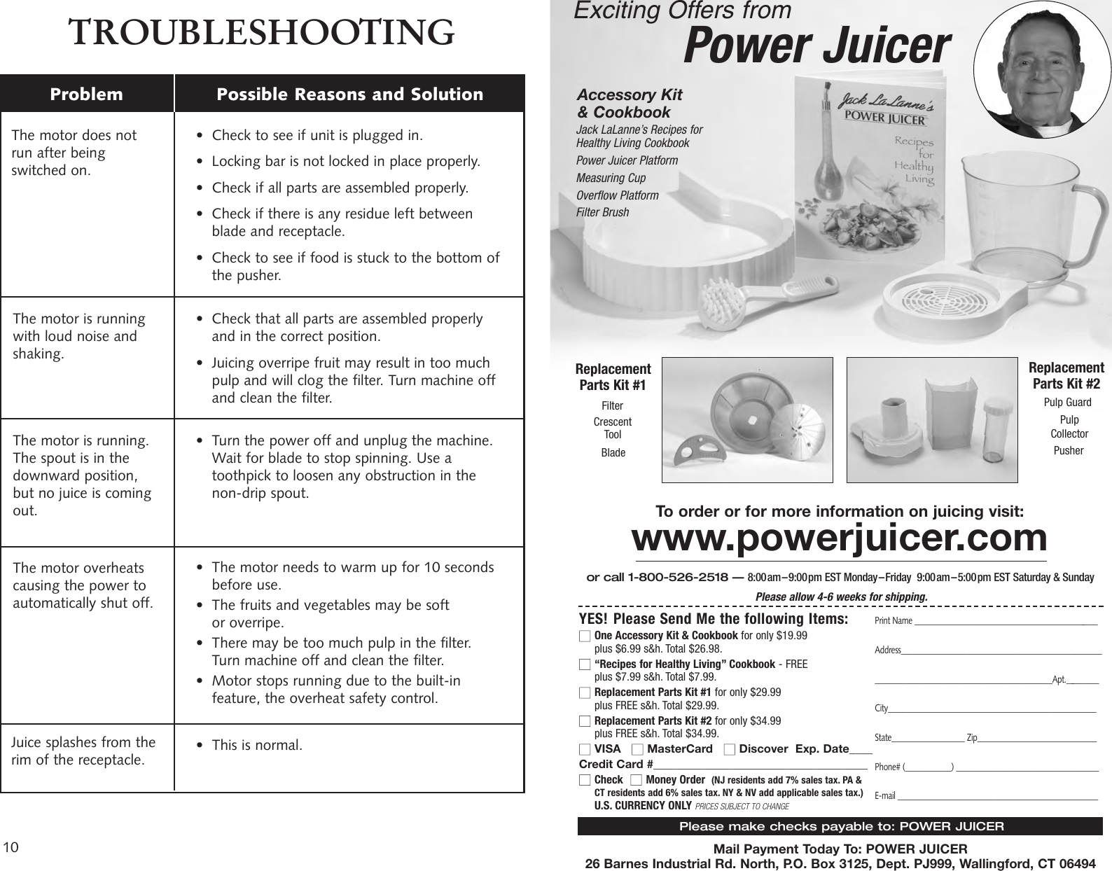 Page 6 of 7 - Jack-Lalannes-Power-Juicer Jack-Lalannes-Power-Juicer-Power-Juicer-Classic-Operating-Manual- PJ NEWest Instructions  Jack-lalannes-power-juicer-power-juicer-classic-operating-manual