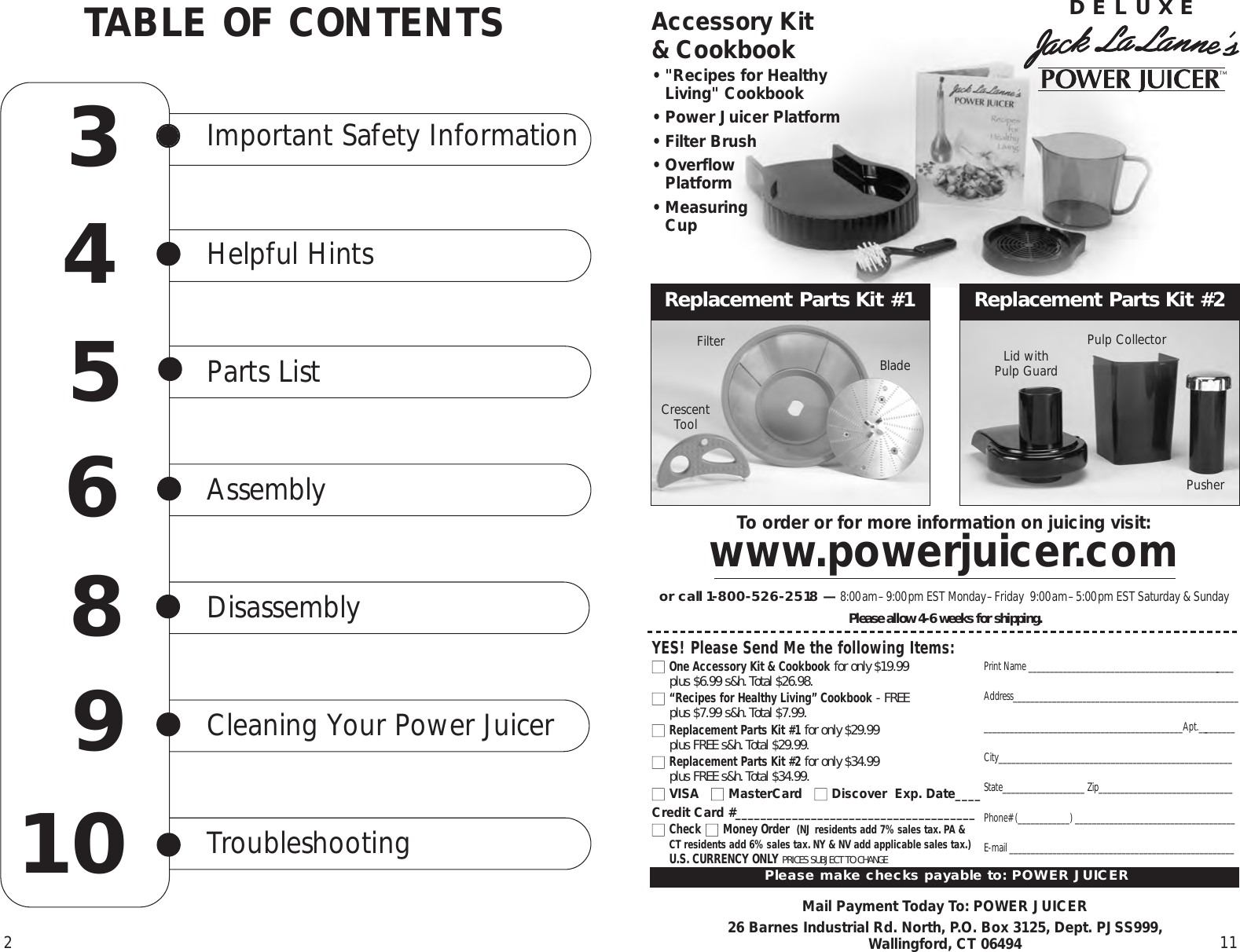 Page 2 of 6 - Jack-Lalannes-Power-Juicer Jack-Lalannes-Power-Juicer-Power-Juicer-Deluxe-Owners-Manual- PJ  Instr. (PS) Jack-lalannes-power-juicer-power-juicer-deluxe-owners-manual