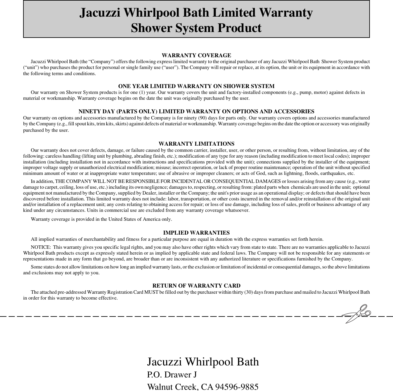 Page 7 of 8 - Jacuzzi Jacuzzi-Neo-Angle-Shower-System-Users-Manual- Neo Angle M903  Jacuzzi-neo-angle-shower-system-users-manual
