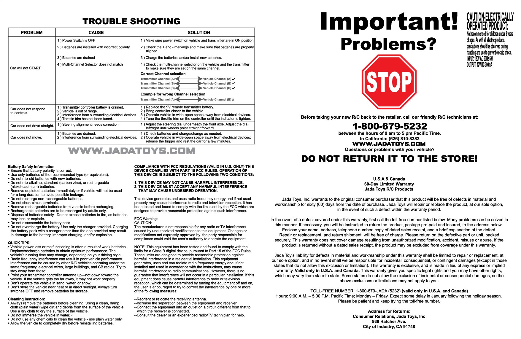 Remote Control Car Transmitter User Manual