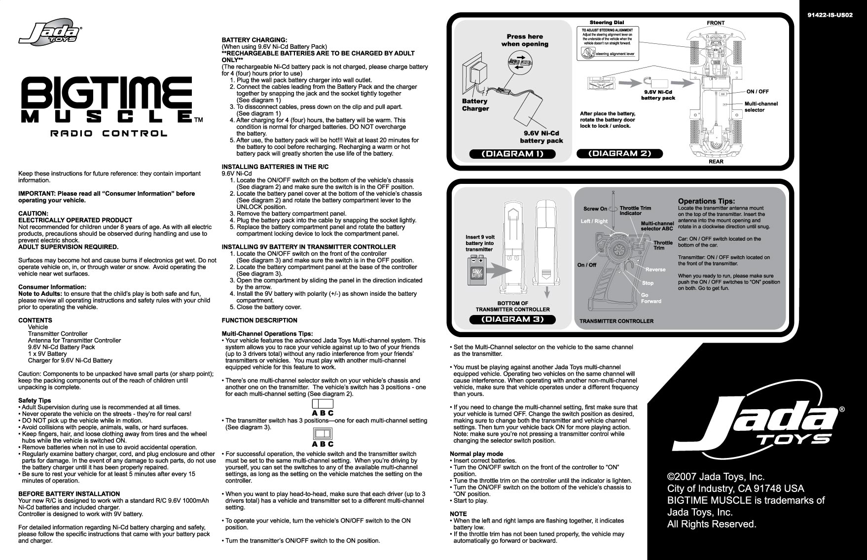 Remote Control Car Transmitter User Manual