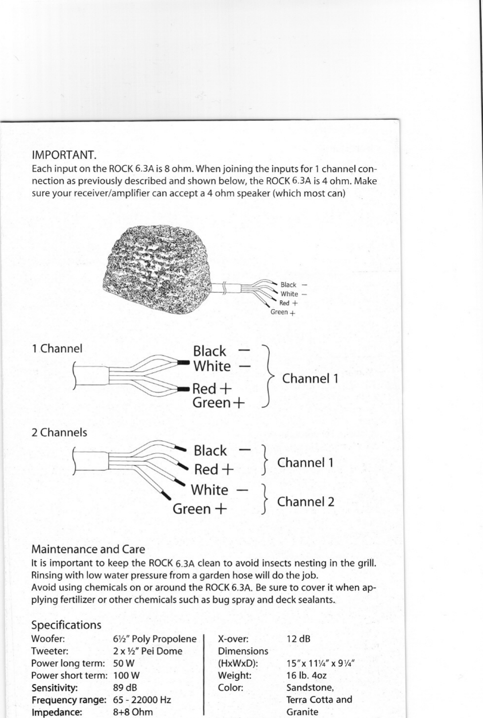 Page 2 of 2 - Jamo Jamo-Rock-6-3-A-Users-Manual-  Jamo-rock-6-3-a-users-manual