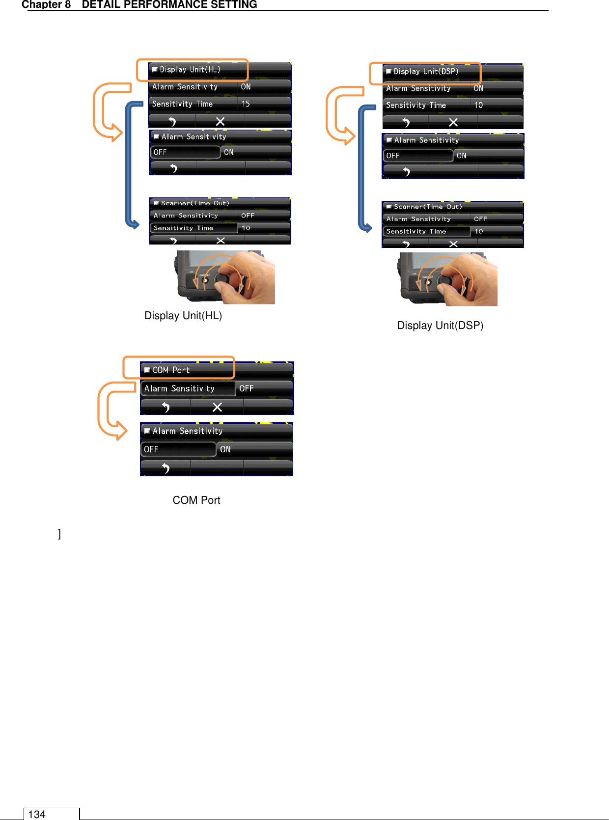   Chapter 8   DETAIL PERFORMANCE SETTING 134                              ]        Display Unit(HL)  Display Unit(DSP) COM Port 
