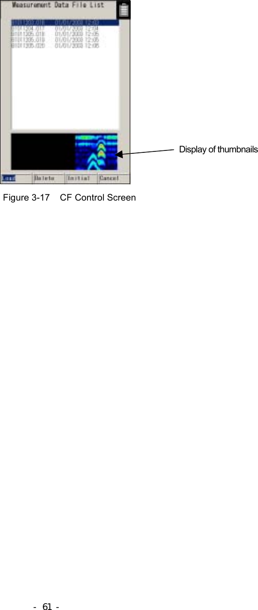               Display of thumbnails Figure 3-17    CF Control Screen - 61 - 