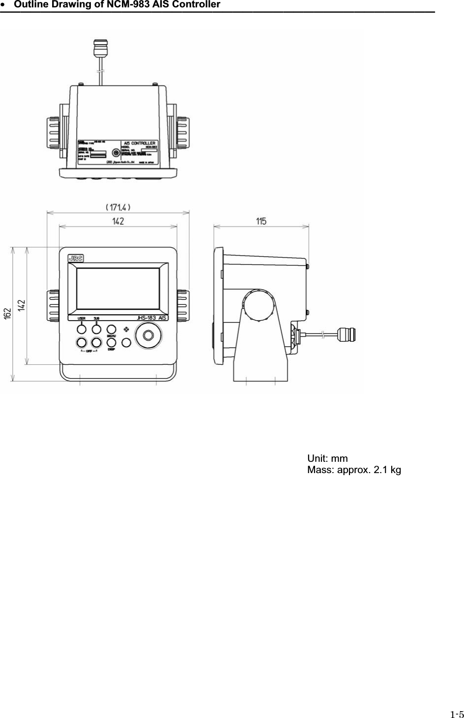 1-5  x Outline Drawing of NCM-983 AIS Controller ֤֤֤֤֤֤֤֤֤֤֤֤֤֤֤֤֤֤֤֤֤֤֤֤֤֤֤֤֤֤֤֤֤֤֤֤֤֤֤֤֤֤֤        Unit: mm Mass: approx. 2.1 kg  