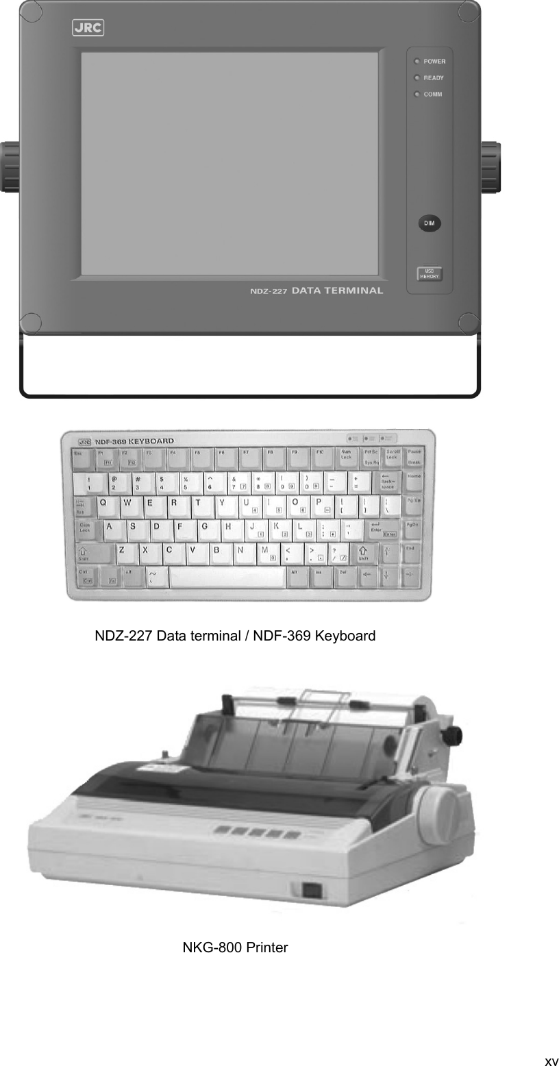 xv                                       NDZ-227 Data terminal / NDF-369 Keyboard                   NKG-800 Printer   