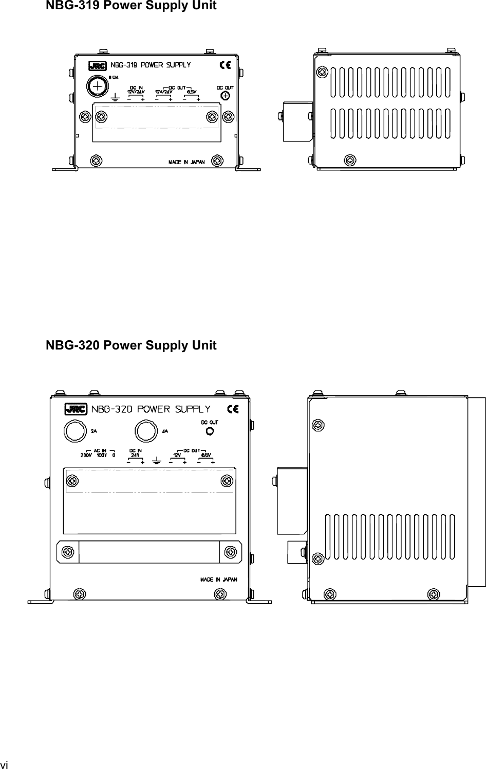vi    NBG-319 Power Supply Unit                       NBG-320 Power Supply Unit                   