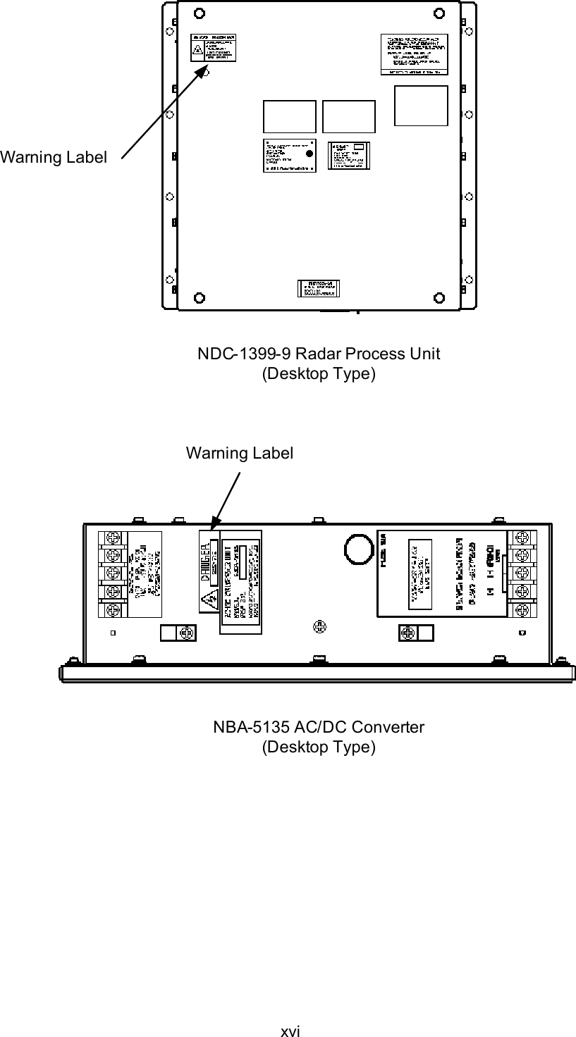 xviNBA-5135 AC/DC Converter(Desktop Type)NDC-1399-9 Radar Process Unit(Desktop Type)Warning LabelWarning Label