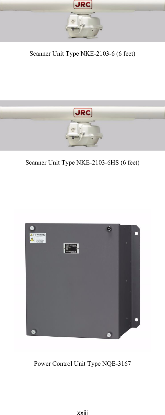 xxiiiScanner Unit Type NKE-2103-6 (6 feet)Scanner Unit Type NKE-2103-6HS (6 feet)Power Control Unit Type NQE-3167