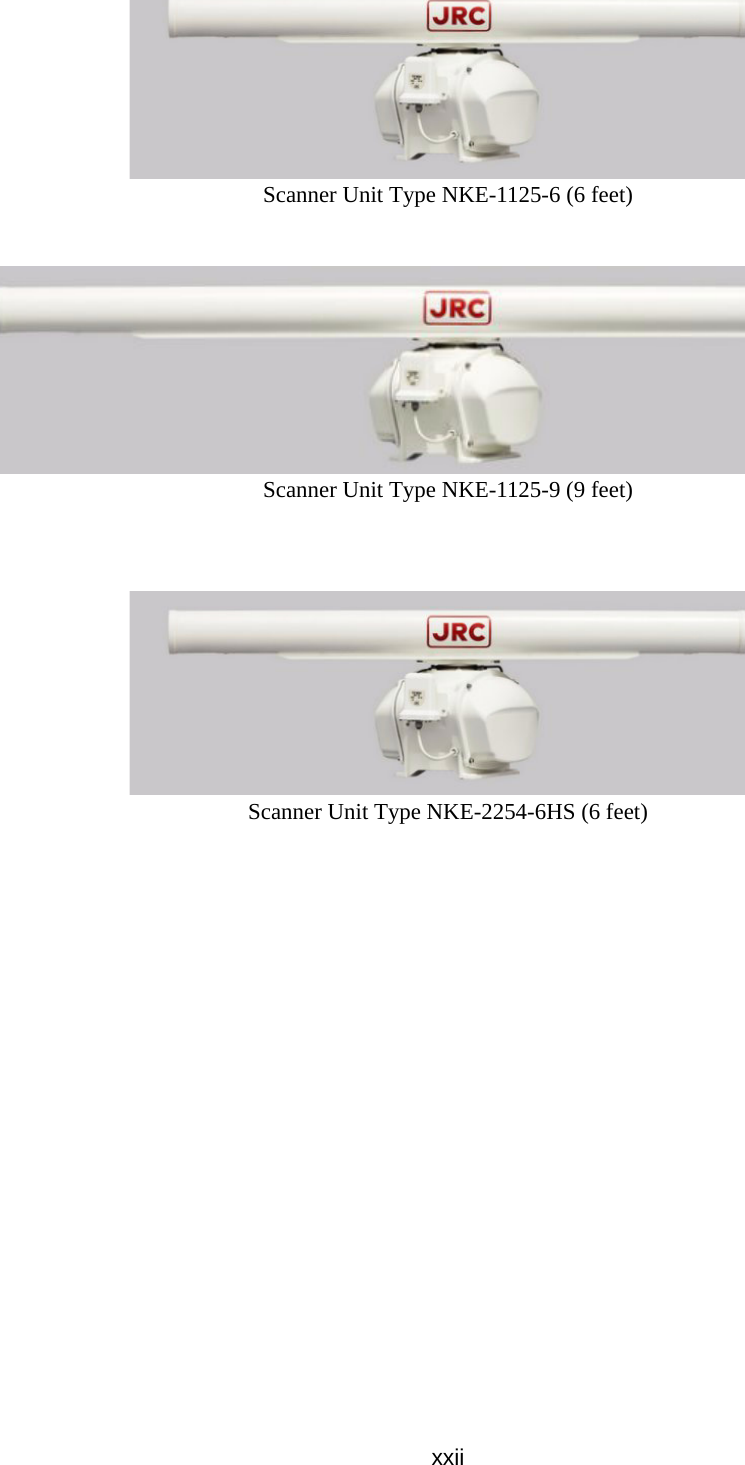 xxiiScanner Unit Type NKE-1125-6 (6 feet)Scanner Unit Type NKE-1125-9 (9 feet)Scanner Unit Type NKE-2254-6HS (6 feet)
