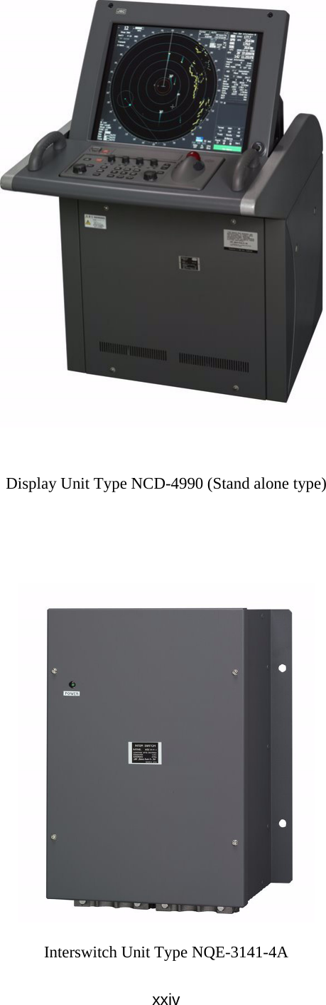 xxivDisplay Unit Type NCD-4990 (Stand alone type)Interswitch Unit Type NQE-3141-4A