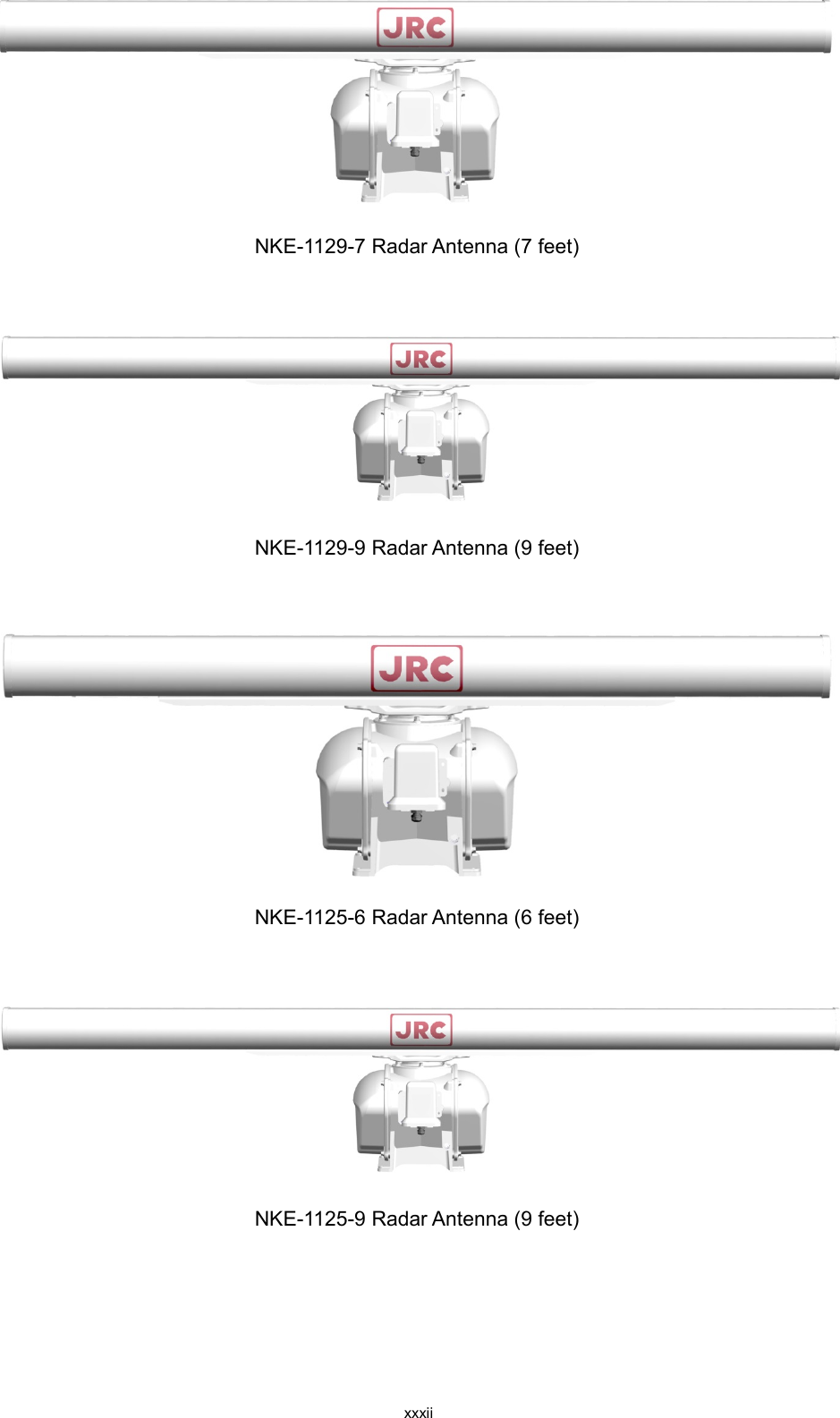  xxxii   NKE-1129-7 Radar Antenna (7 feet)     NKE-1129-9 Radar Antenna (9 feet)     NKE-1125-6 Radar Antenna (6 feet)     NKE-1125-9 Radar Antenna (9 feet)     