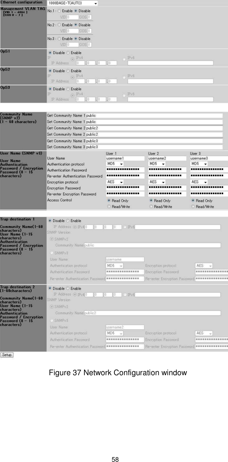    58  Figure 37 Network Configuration window  