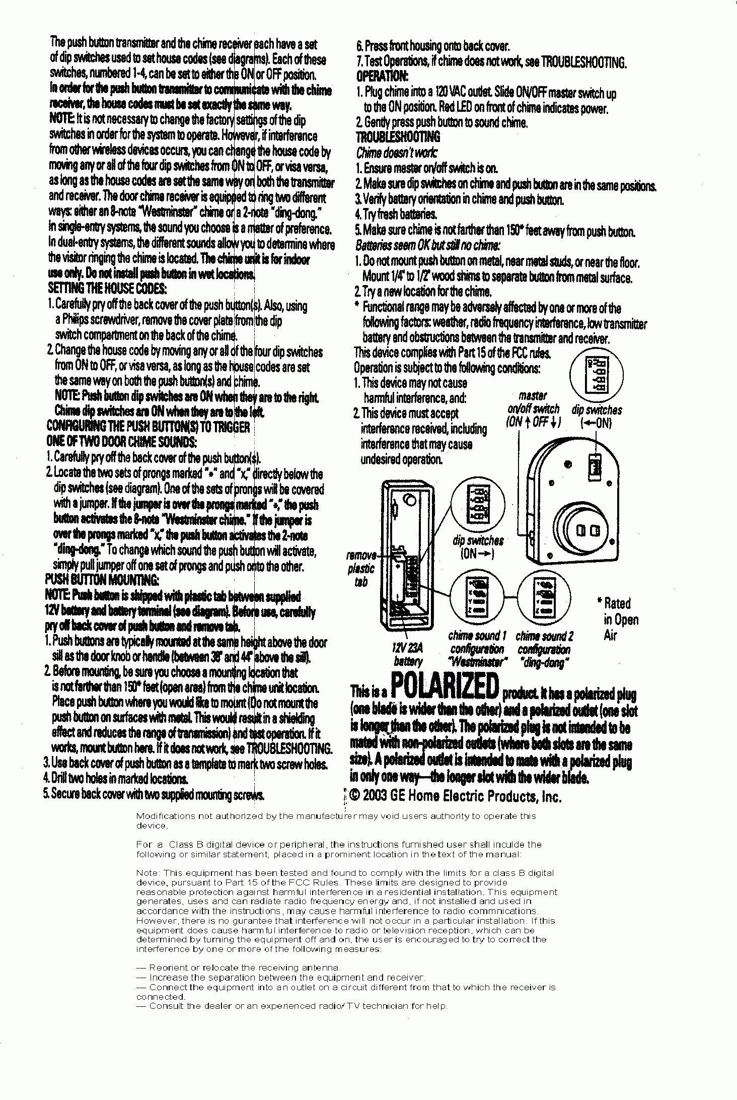 Door Chime Transmitter User Manual