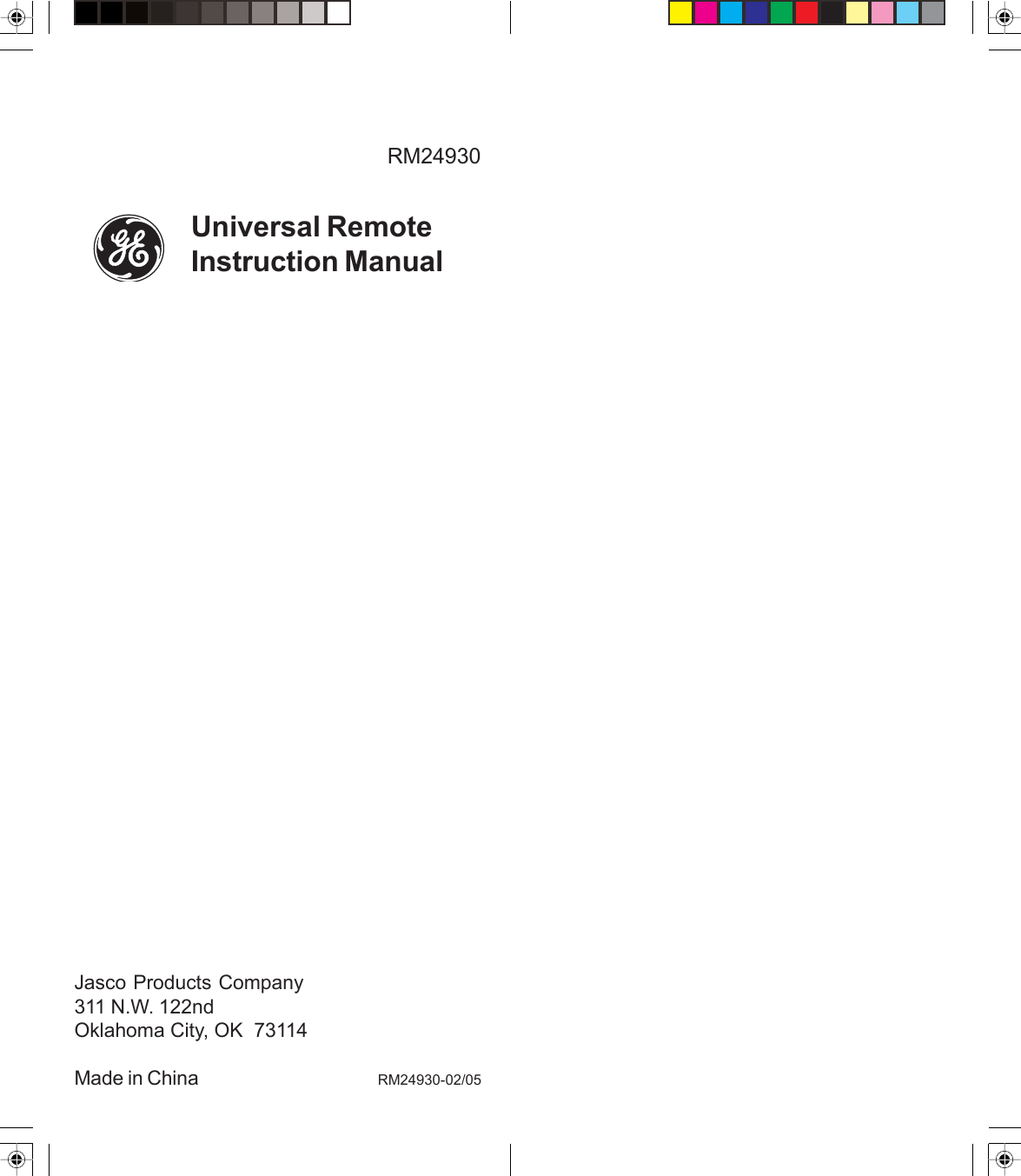 Page 9 of 9 - Jasco Jasco-Rm24930-Users-Manual- RM24930-HE049-OM .pmd  Jasco-rm24930-users-manual