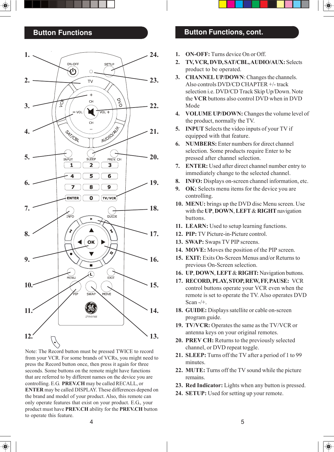 Page 3 of 11 - Jasco Jasco-Rm24950-Users-Manual- 24950 Wheels Learning Remote-4D-OM.pmd  Jasco-rm24950-users-manual