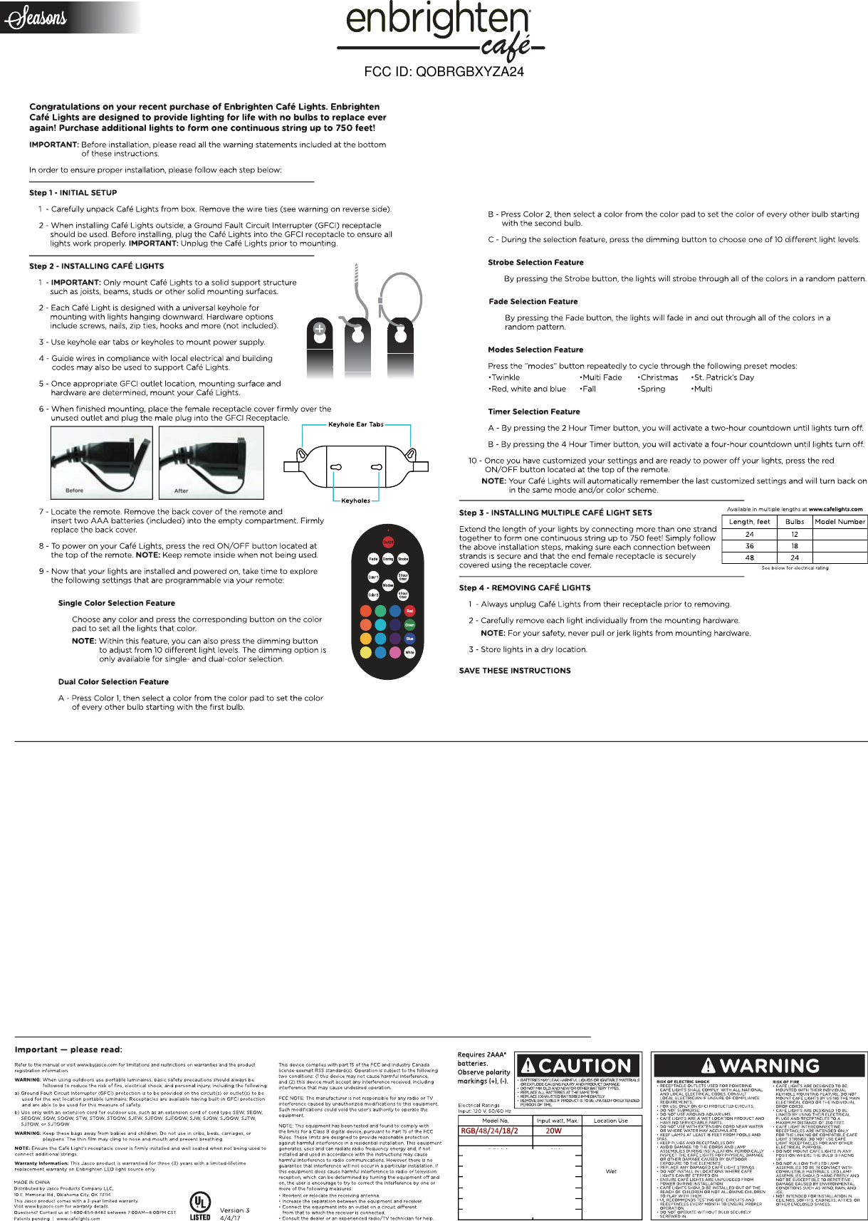 RGB/48/24/18/2 20WFCC ID: QOBRGBXYZA24