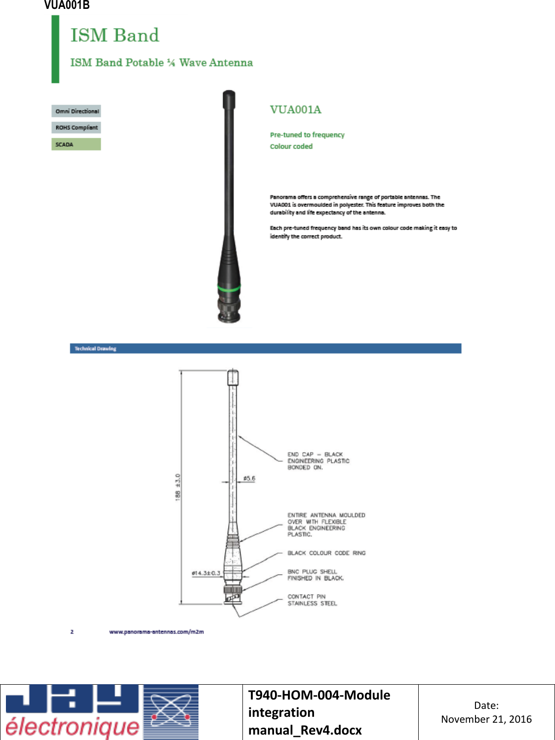    T940-HOM-004-Module integration manual_Rev4.docx Date: November 21, 2016  VUA001B   