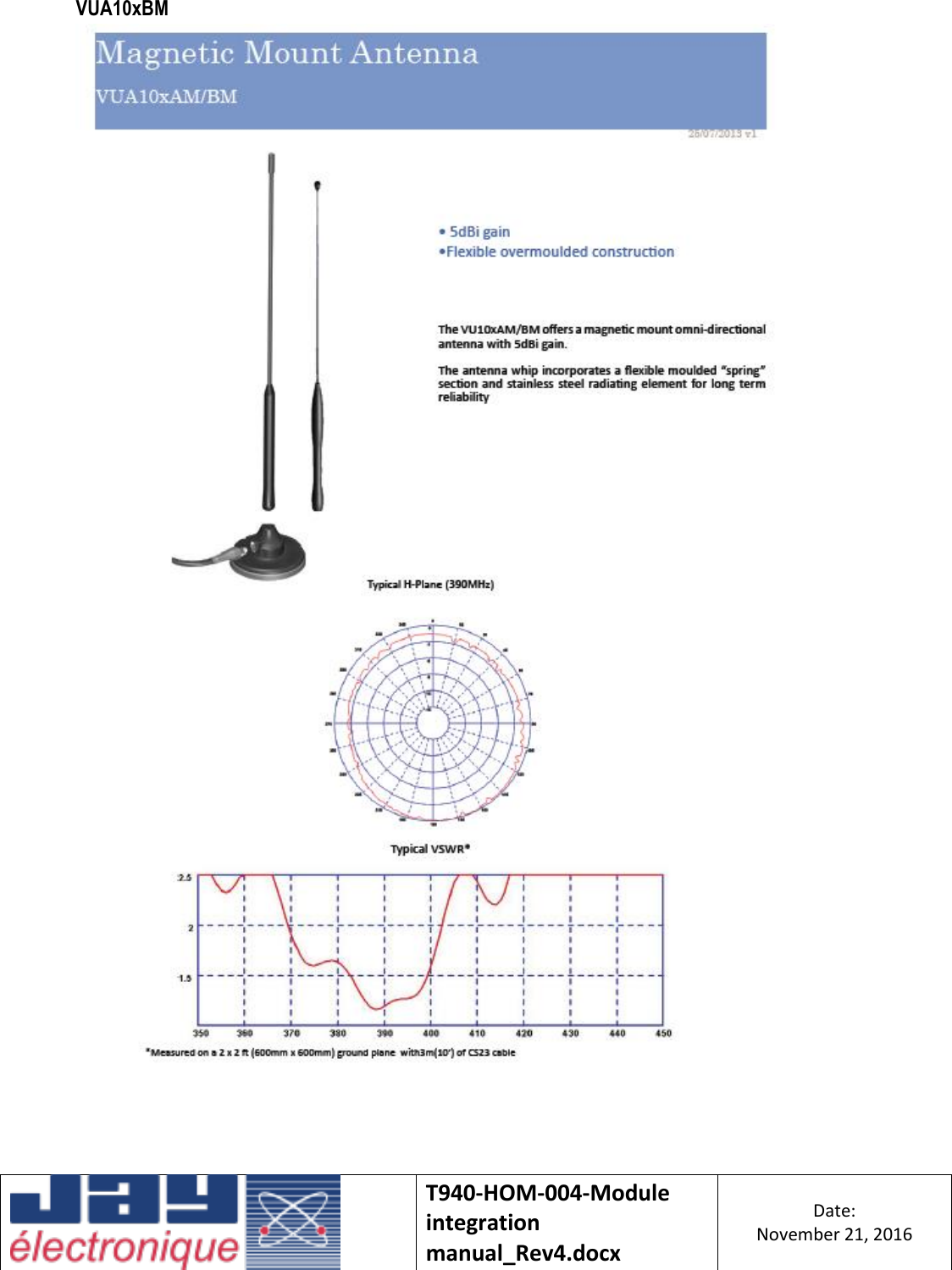    T940-HOM-004-Module integration manual_Rev4.docx Date: November 21, 2016  VUA10xBM   