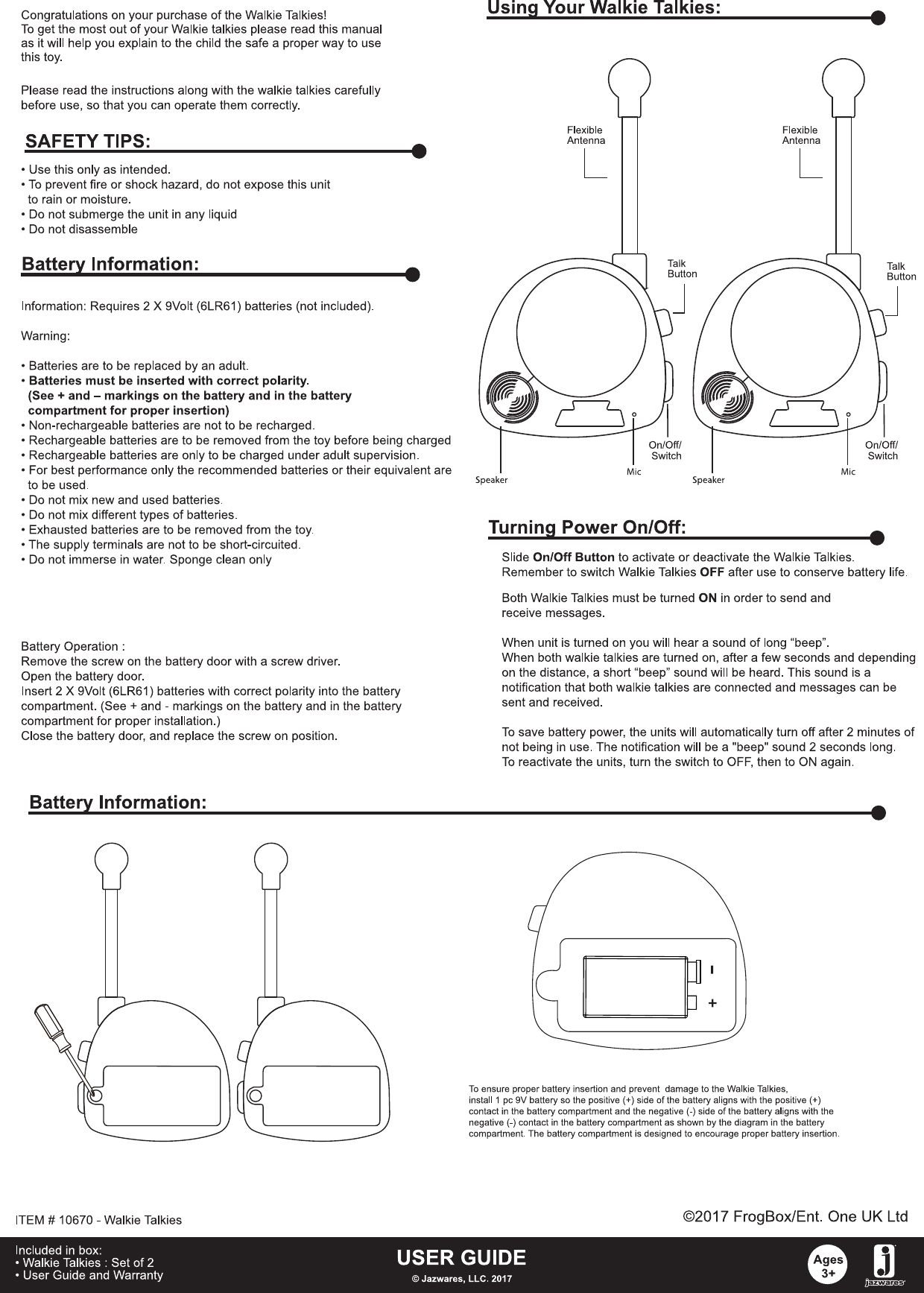 Page 1 of Jazwares JAZWARES10670G 10670 - PJ MASKS -WALKIE TALKIES User Manual PJM 10670 WT Manual V8 OL