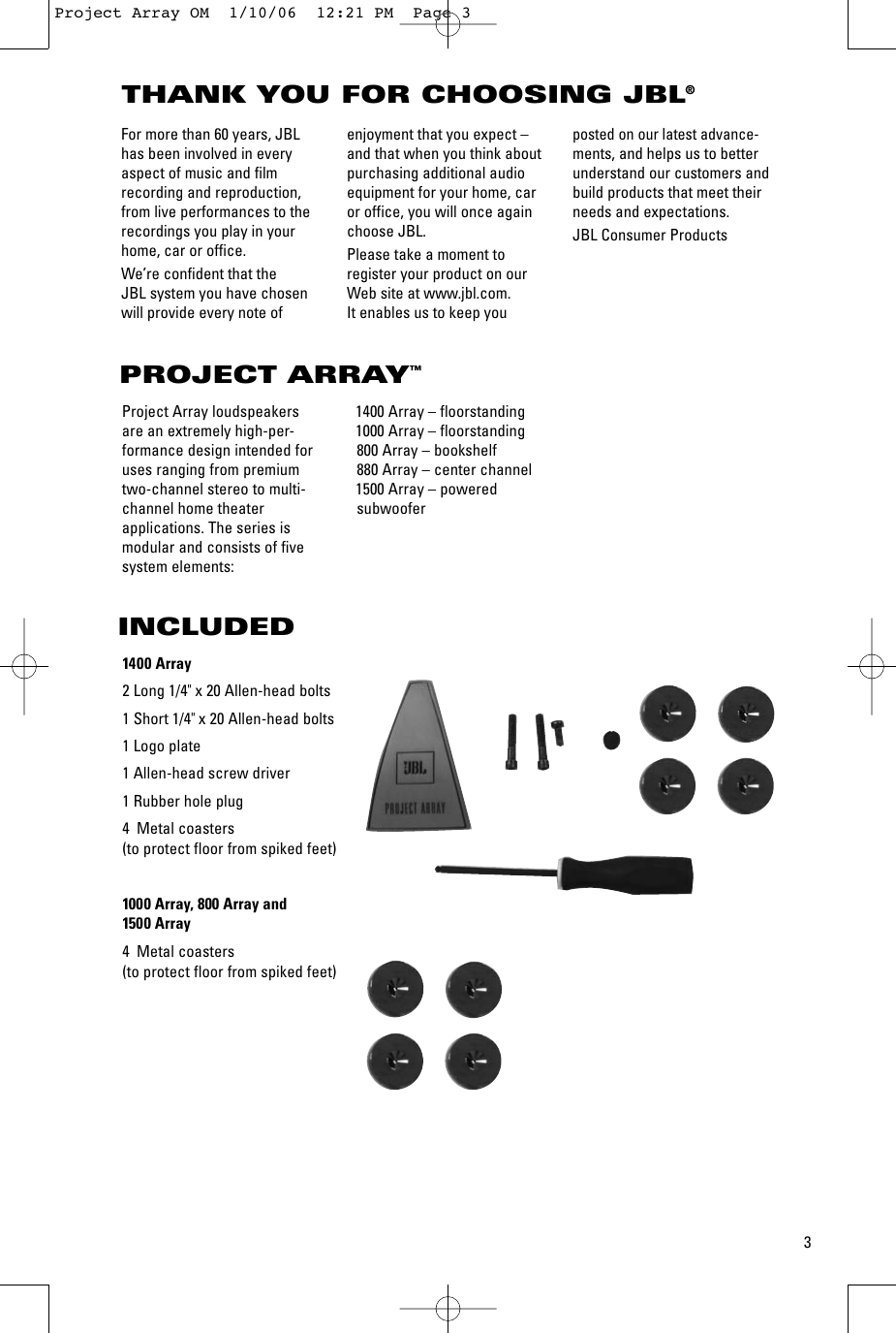 Page 3 of 12 - Jbl Jbl-1000-Array-Users-Manual- Perfect Array OM  Jbl-1000-array-users-manual