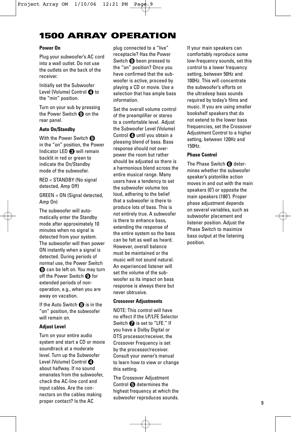 Page 9 of 12 - Jbl Jbl-1000-Array-Users-Manual- Perfect Array OM  Jbl-1000-array-users-manual