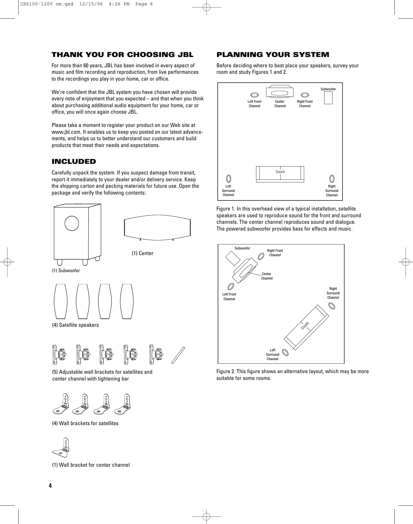 Page 4 of 12 - Jbl Jbl-Cs6100-Users-Manual-  Jbl-cs6100-users-manual