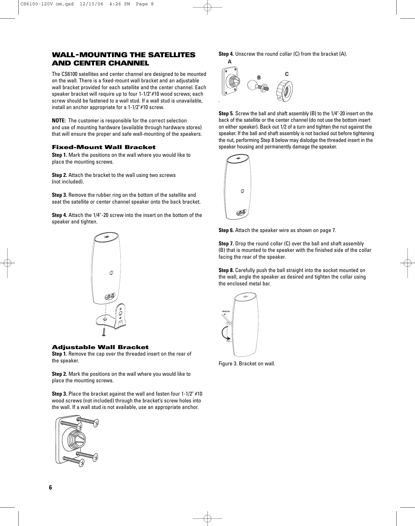 Page 6 of 12 - Jbl Jbl-Cs6100-Users-Manual-  Jbl-cs6100-users-manual