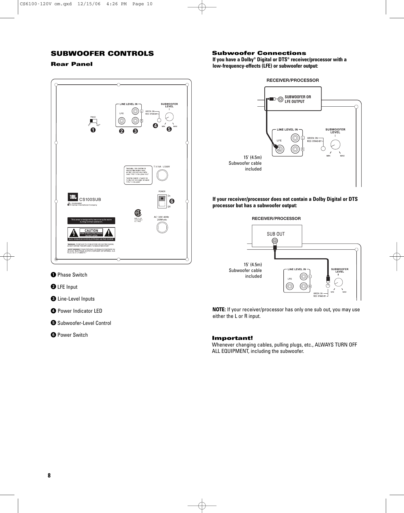 Page 8 of 12 - Jbl Jbl-Cs6100-Users-Manual-  Jbl-cs6100-users-manual